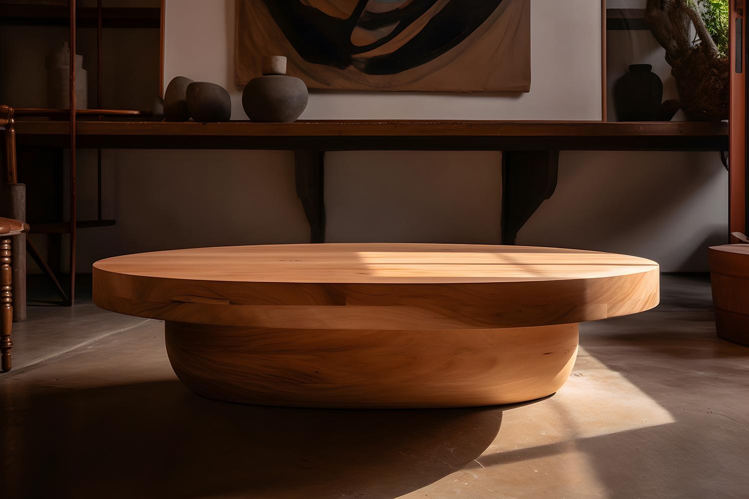 Contemporary Wooden Round Coffee Table, Fishes Series 15 by Joel Escalona For Sale