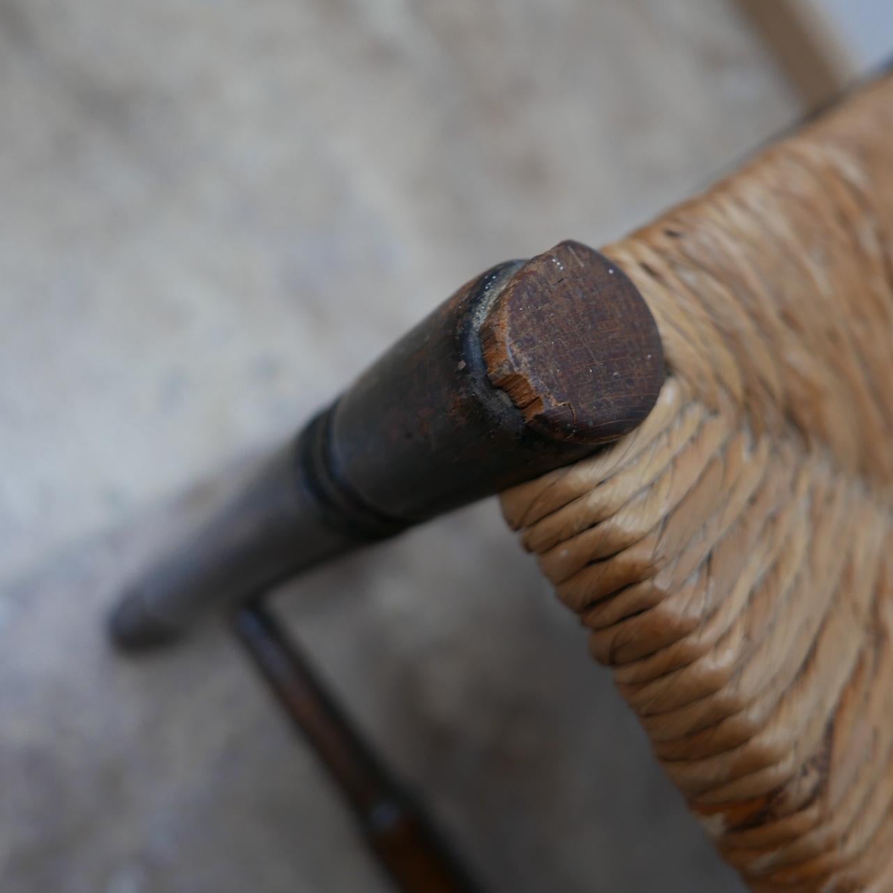 Mid-Century Modern Wooden Rush Midcentury English Stool