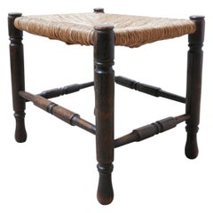 Wooden Rush Midcentury English Stool