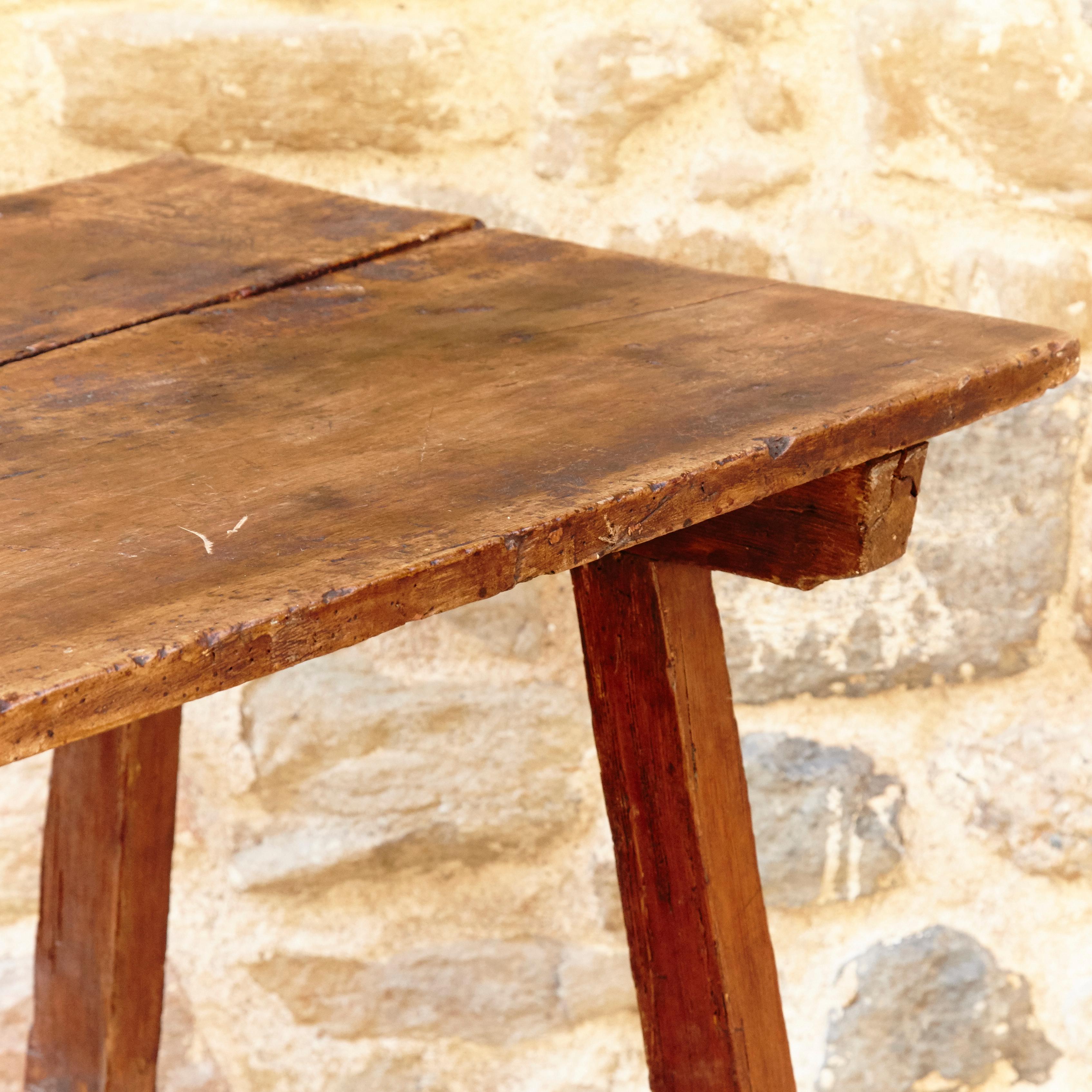 Wooden Rustic Catalan Patinated Dining Table, circa 1930 7