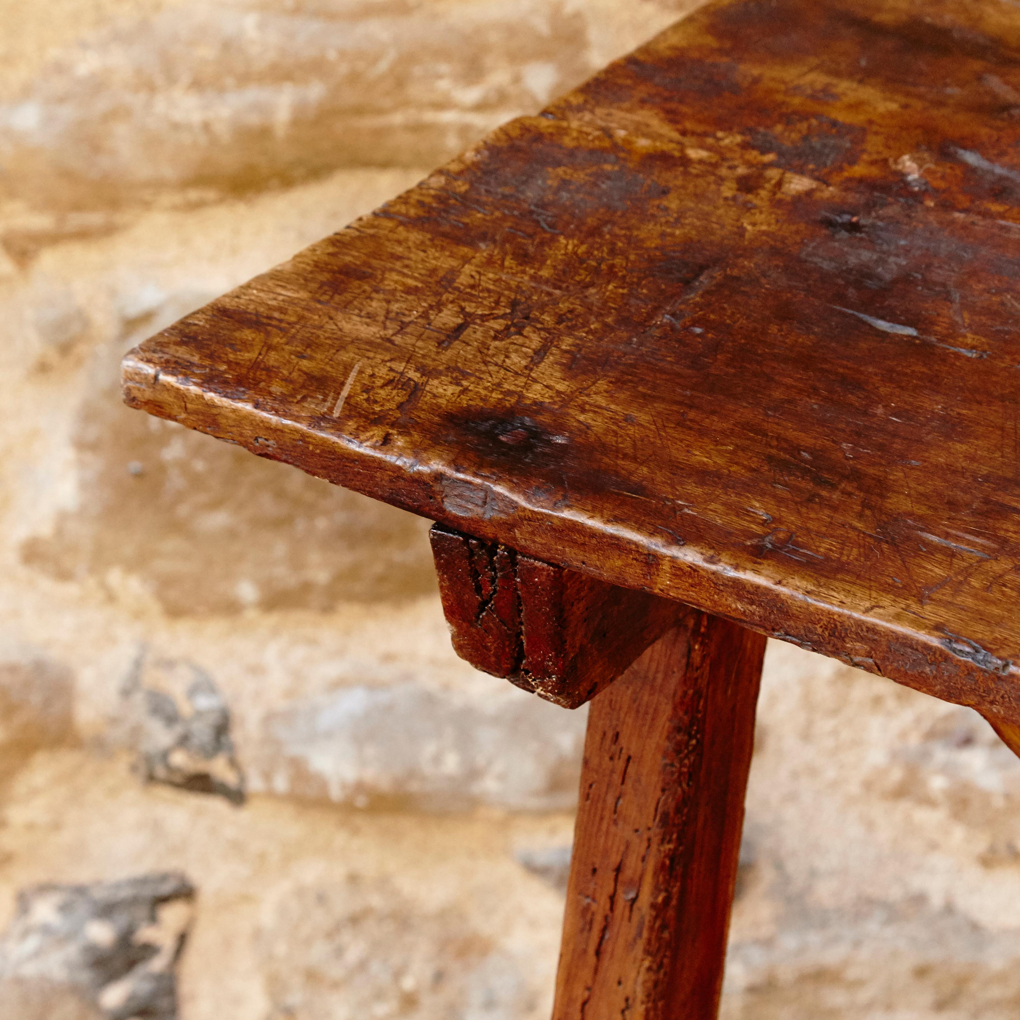 Wooden Rustic Catalan Patinated Dining Table, circa 1930 7