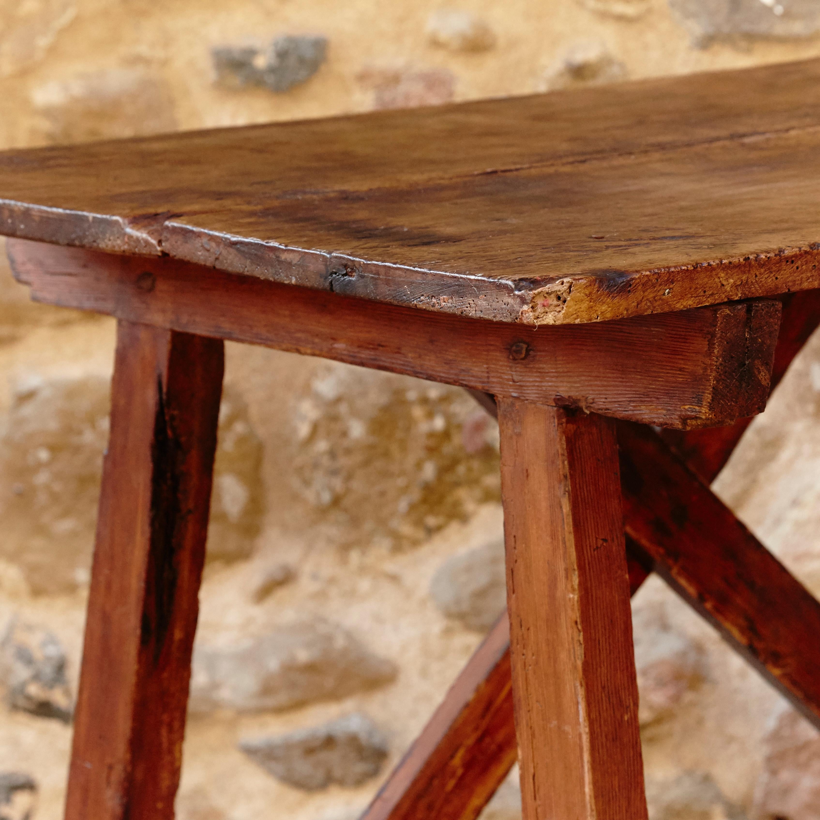 Wooden Rustic Catalan Patinated Dining Table, circa 1930 3