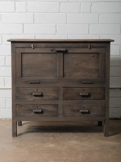 Wooden Rustic Farmhouse Dresser With Hinged Storage