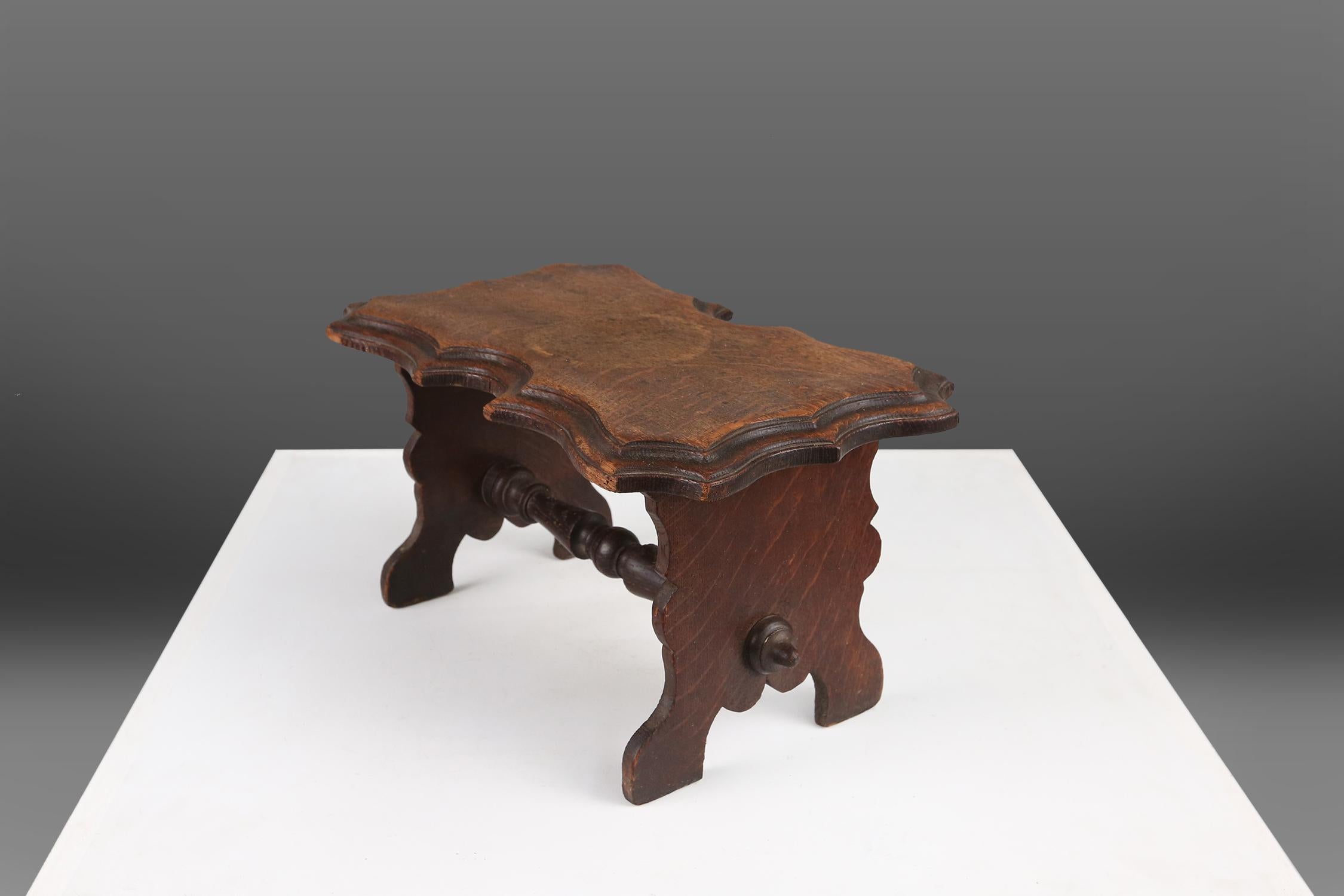 French Wooden Rustic Stool, 1880s For Sale