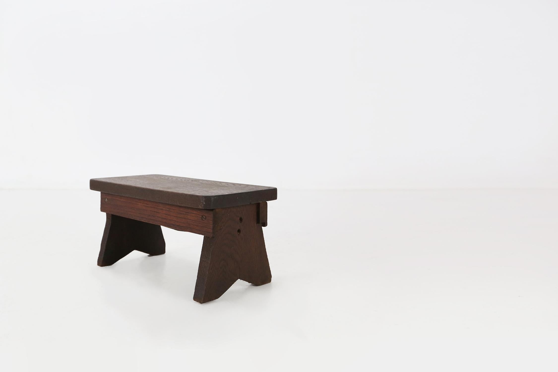 Belgian Wooden rustic stool Ca.1880 For Sale
