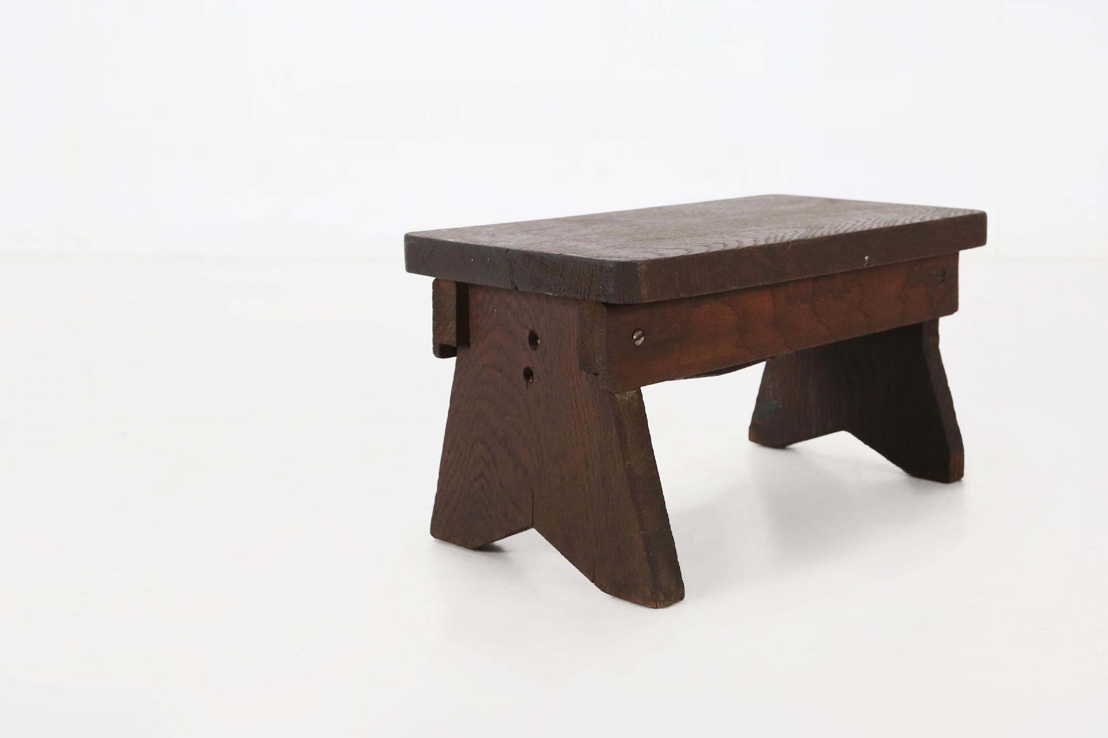Late 19th Century Wooden rustic stool Ca.1880 For Sale