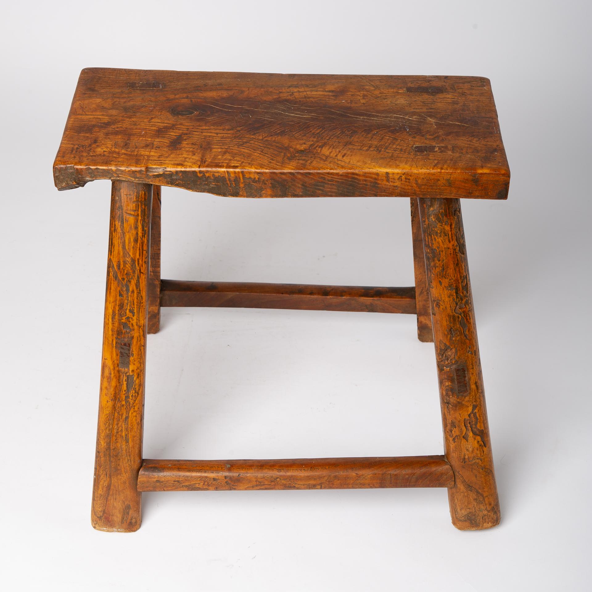 M/1346 - Vintage wooden rustic rectangular stool in hardwood (like that one I published round) - Very solid. 
Footprint of the legs is cm. 53 x 47. -
Indispensable for Your porch or garden.