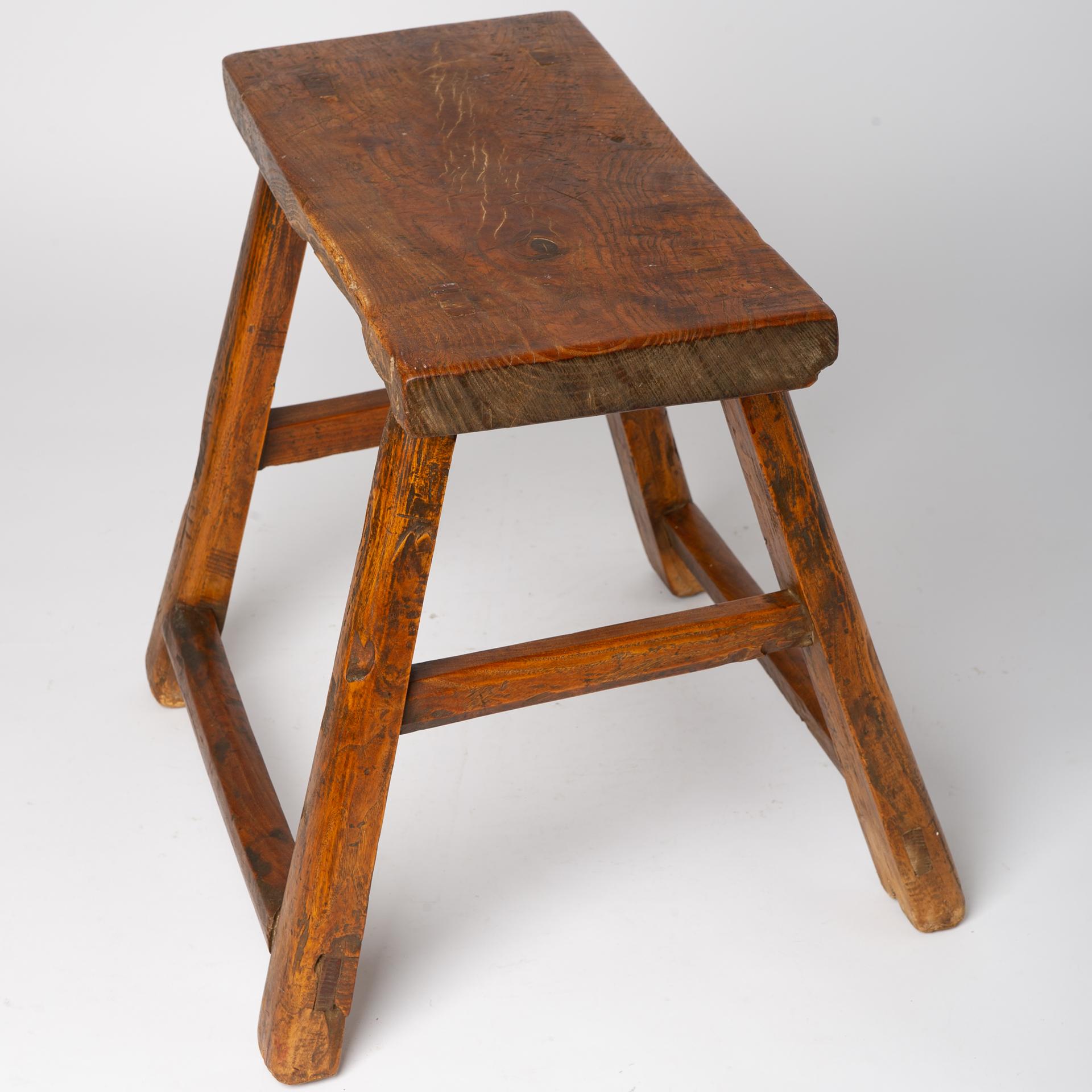 French Wooden Rustic Stool For Sale