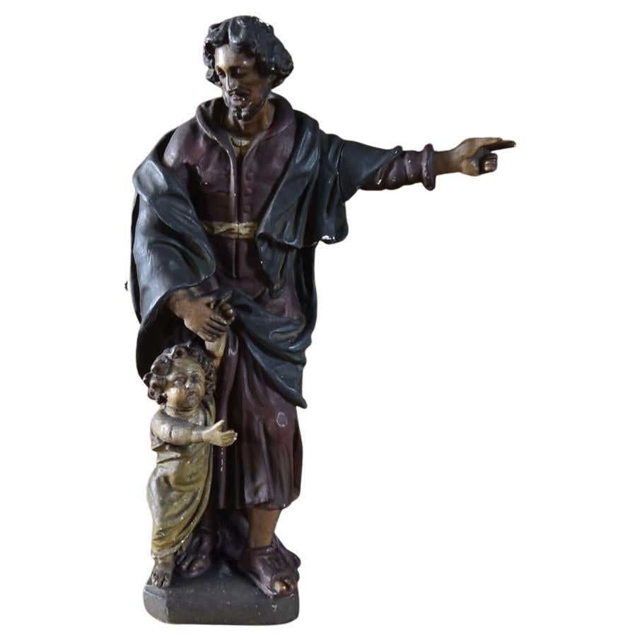 Wooden Saint Joseph Statue, 20th Century For Sale at 1stDibs