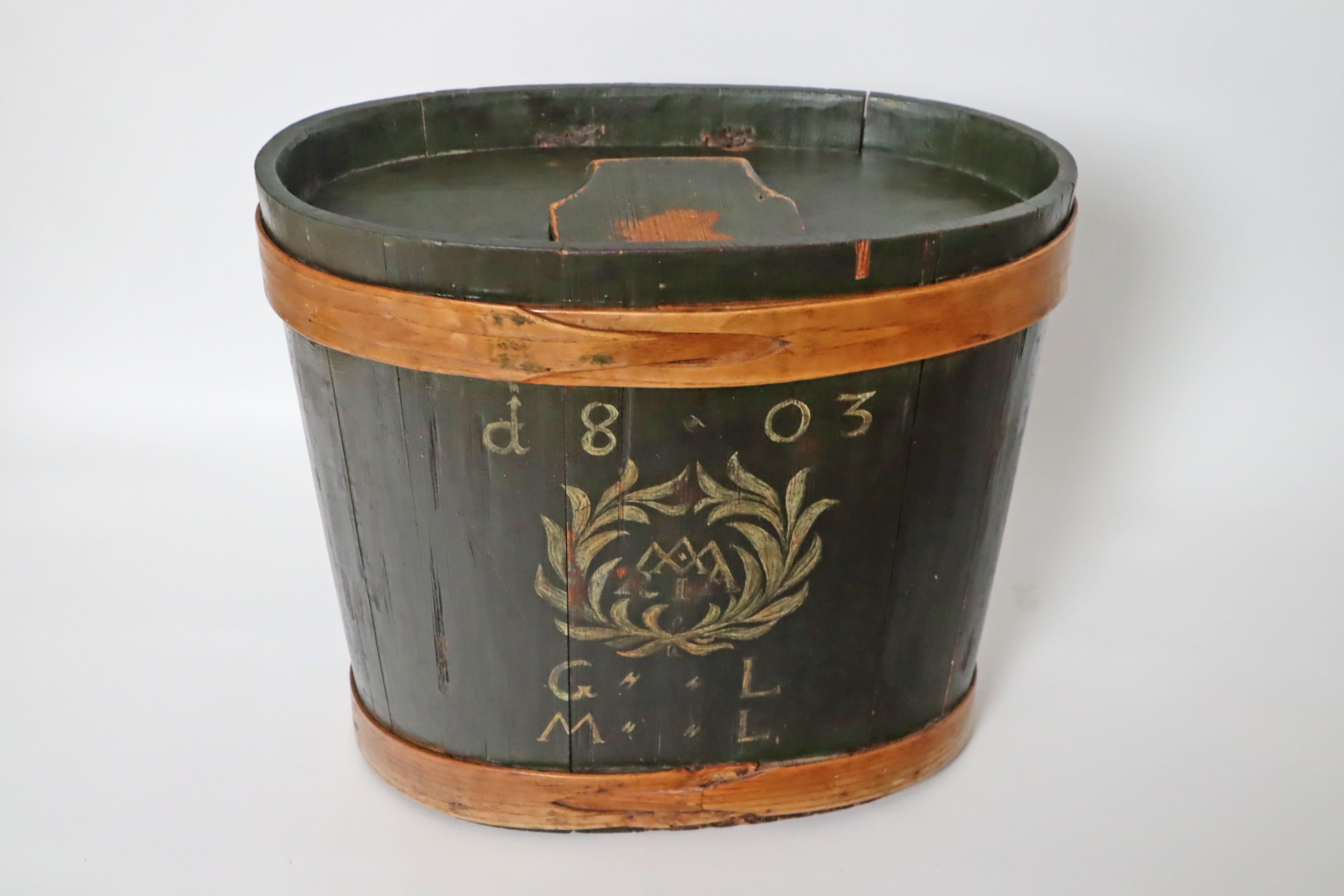 Caja cartera de madera Maria Pintada a mano de 1803 Alemania principios del siglo XIX en venta