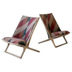 Sedie a forbice in legno di Ward Bennetts per Brickel Associates