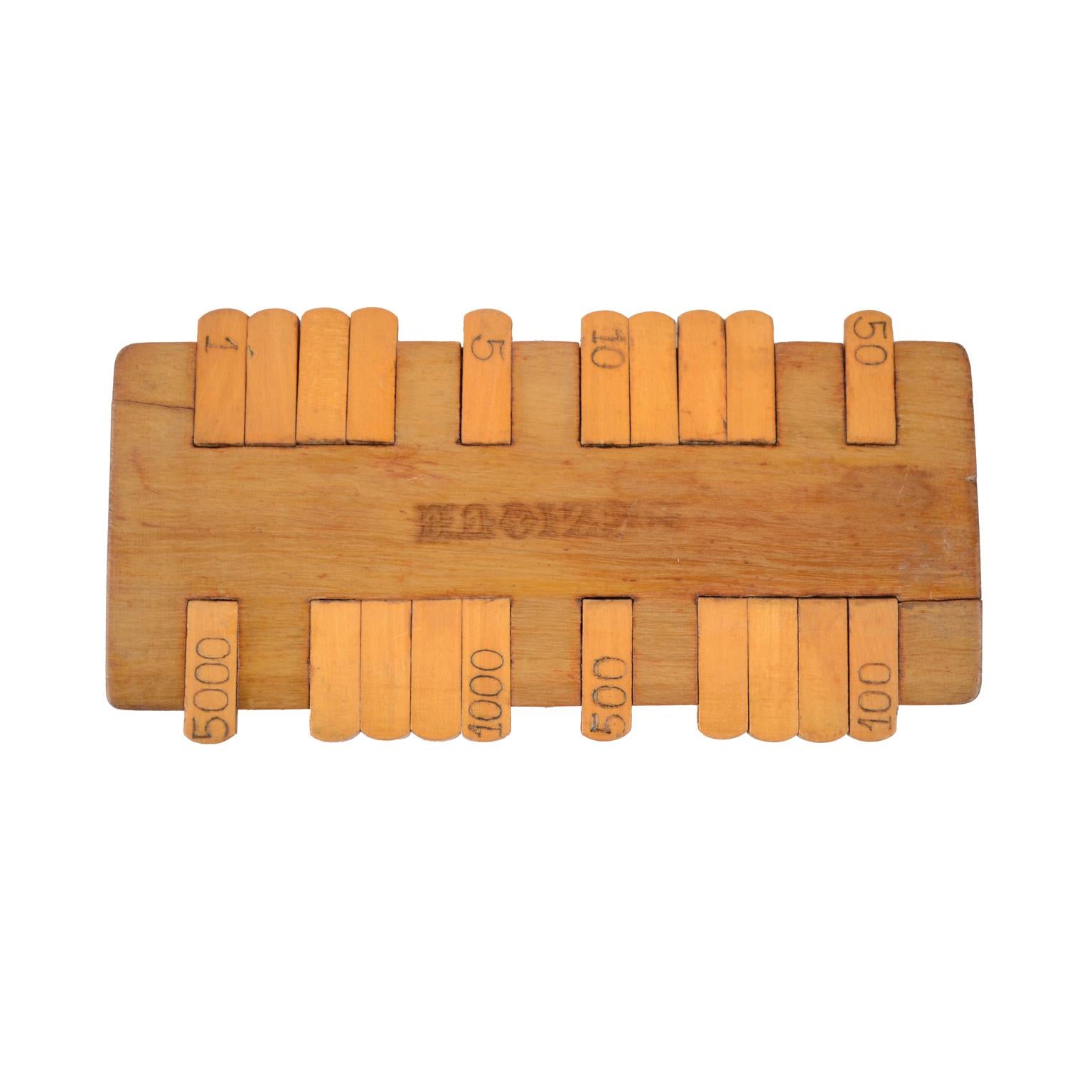 wooden domino scoreboard