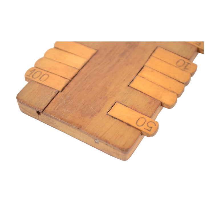 Wooden Scoreboard Of The Second Half Of The 1800 For The Bezique Card 