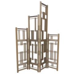 Paravent en bois 4 panneaux Interlock André Fu Living Partion Dividers Oak Bronze New