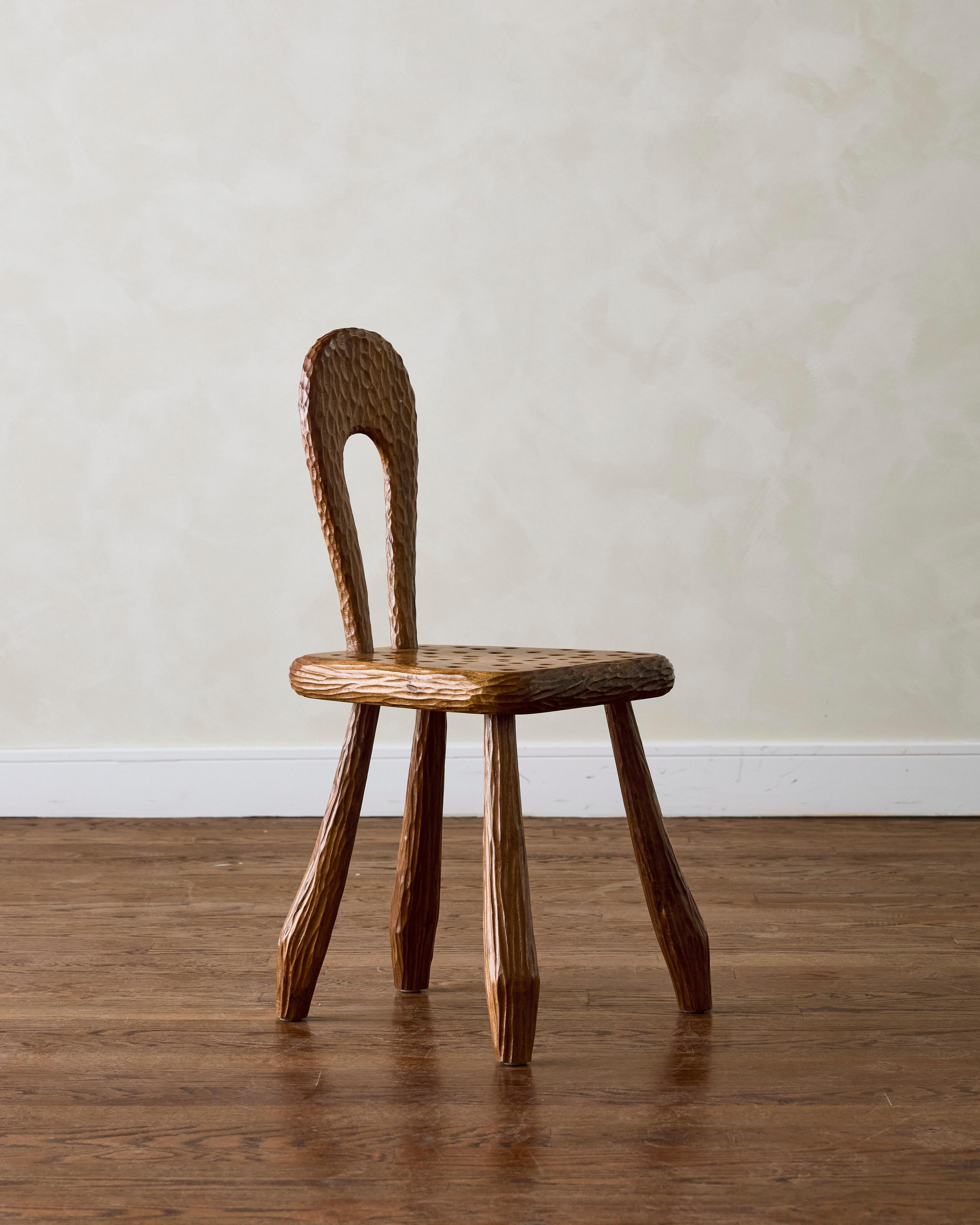 Italian Wooden Sculptural Side Chair For Sale