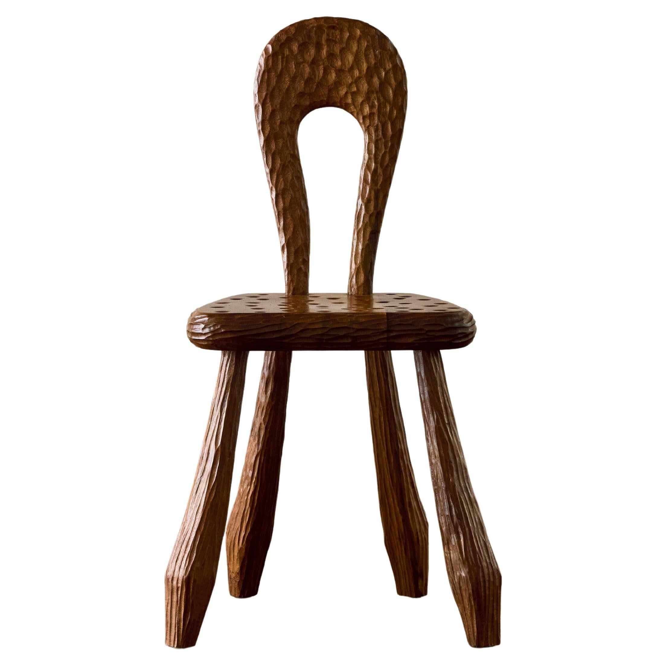 Wooden Sculptural Side Chair For Sale