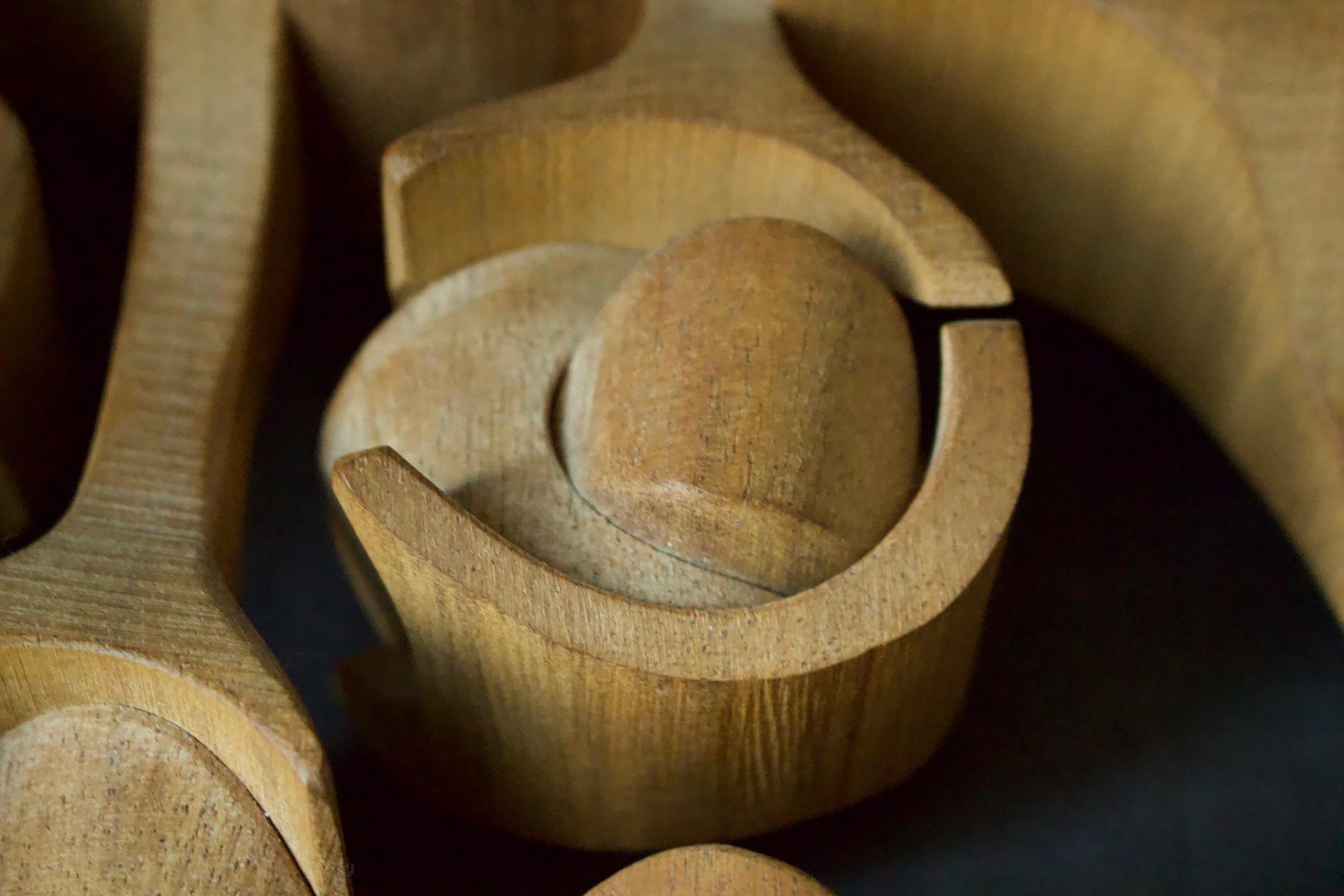 Mid-Century Modern Wooden Sculpture by Brian Willsher, Signed and Dated, England, 1970