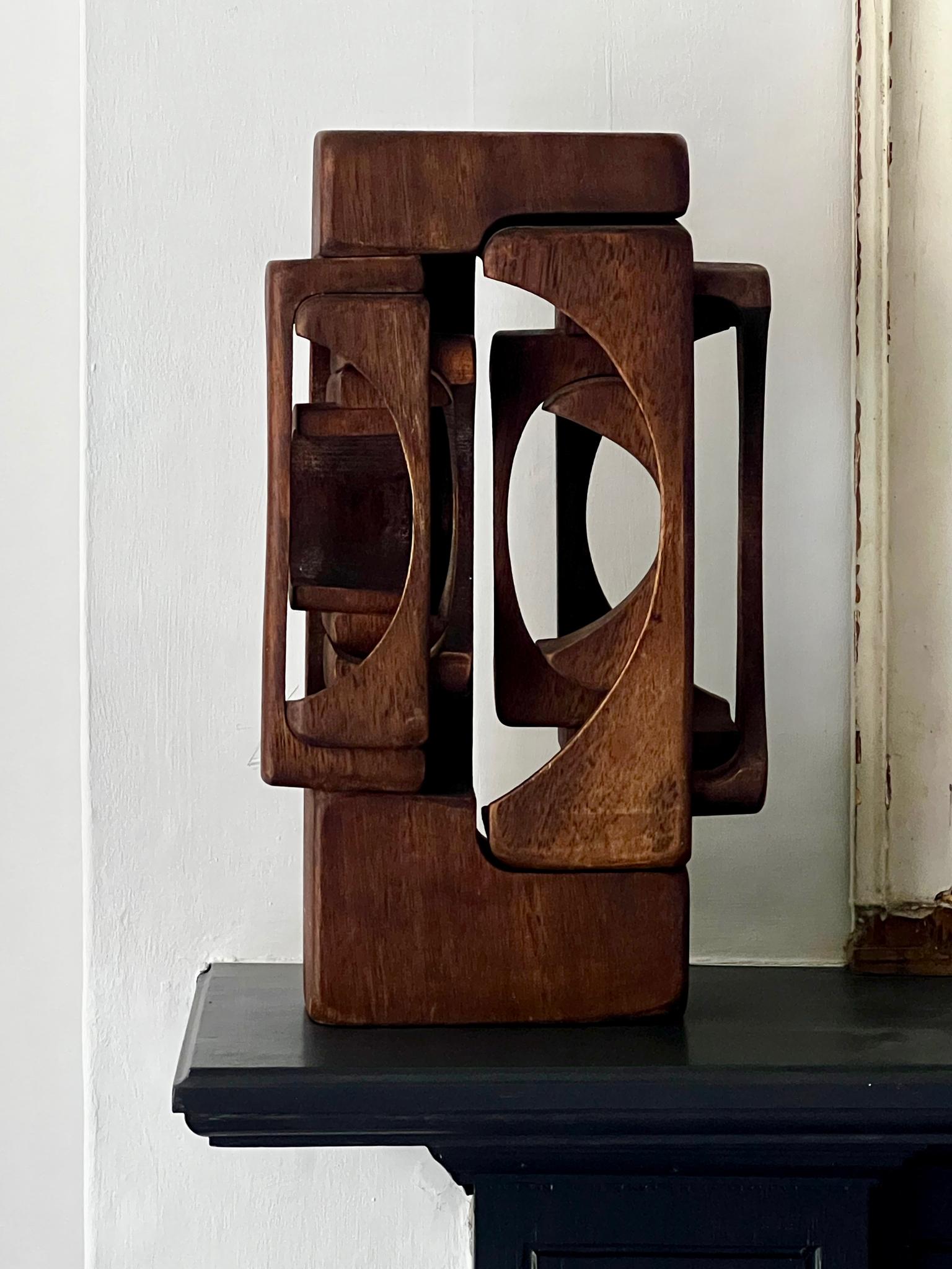Carved Wooden Sculpture by Brian Willsher, Signed and Dated, England, 1978