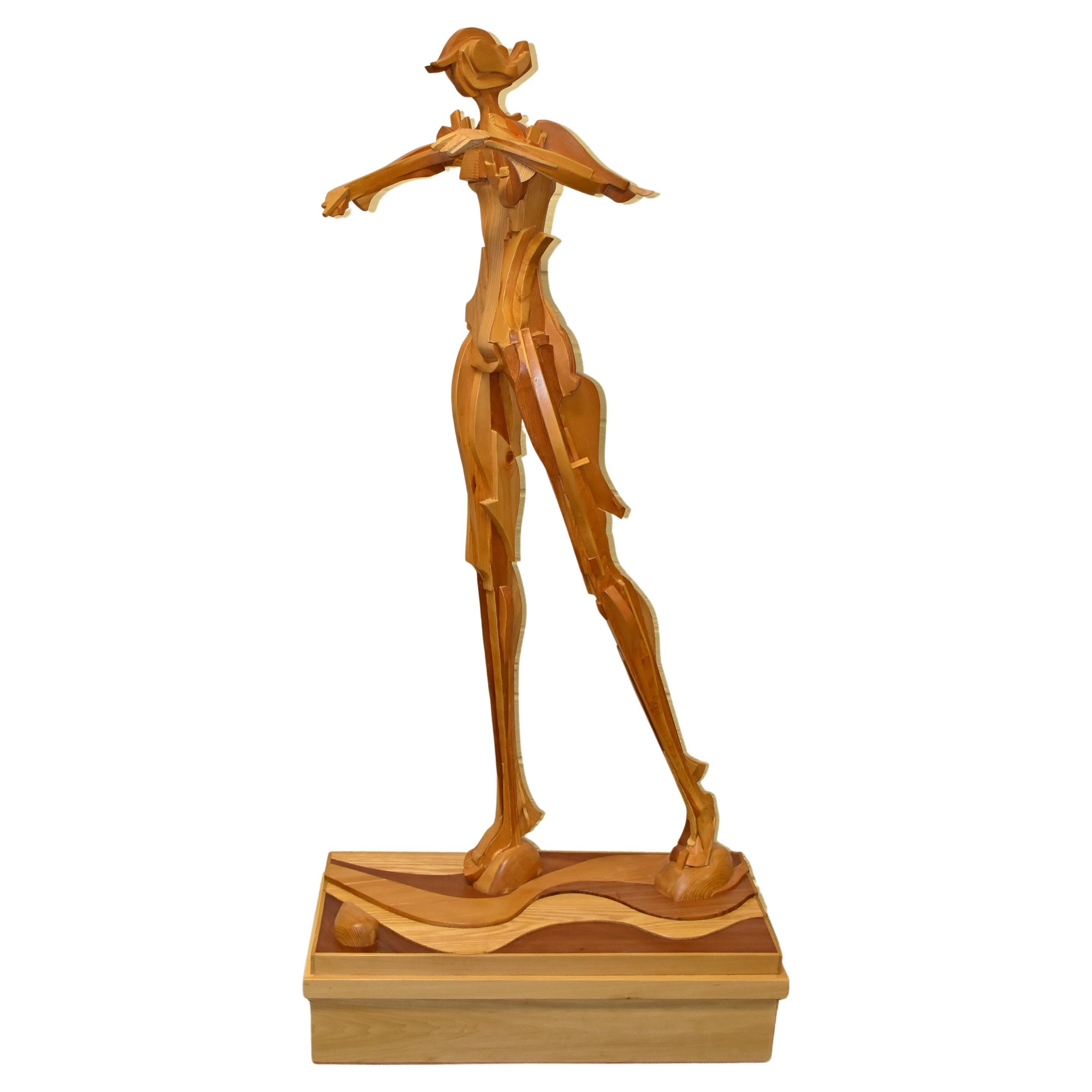 Wooden Sculpture by C. Harrison For Sale