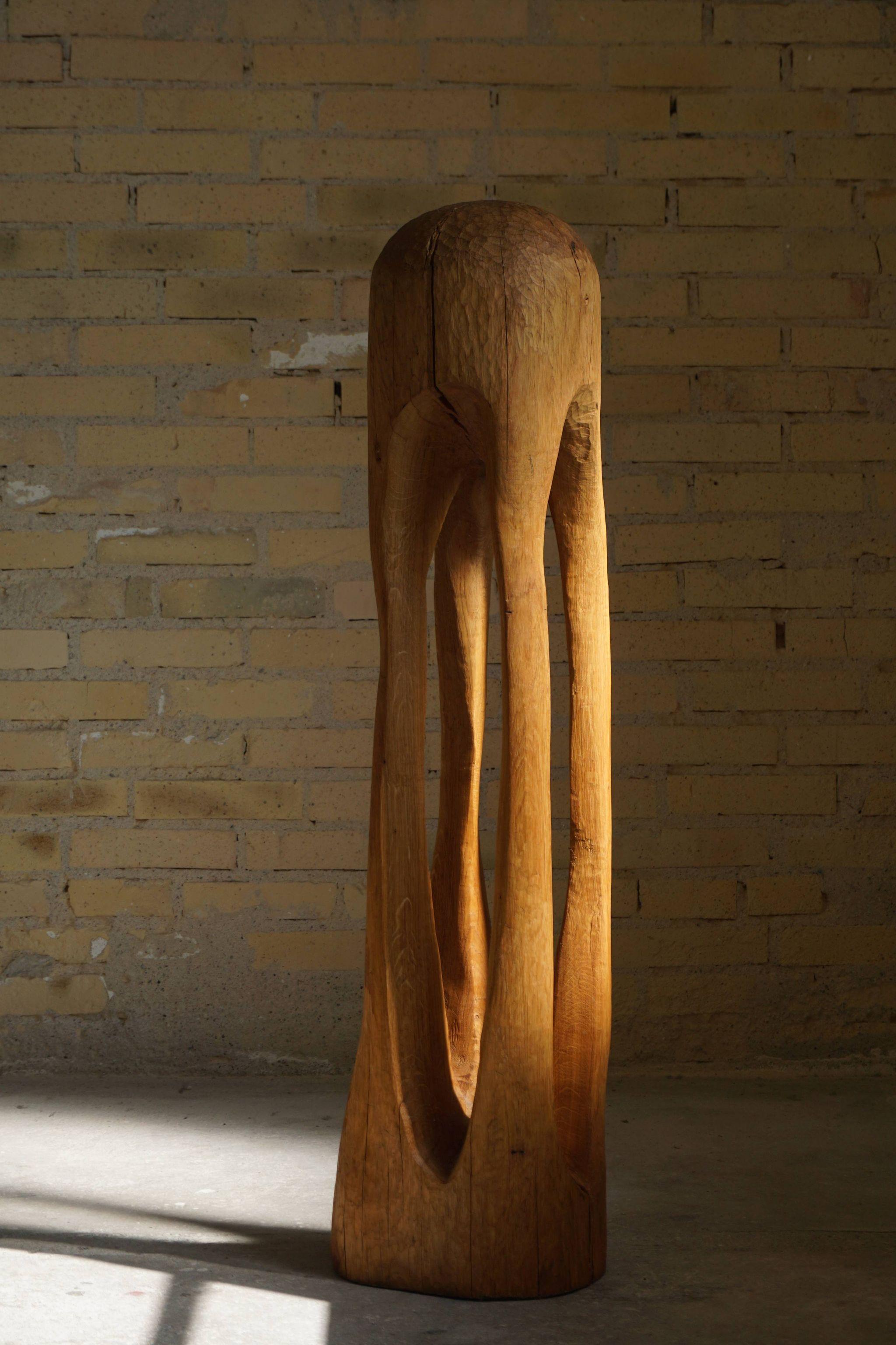 Wooden Sculpture by Danish Artist Ole Wettergren, 1980s 4