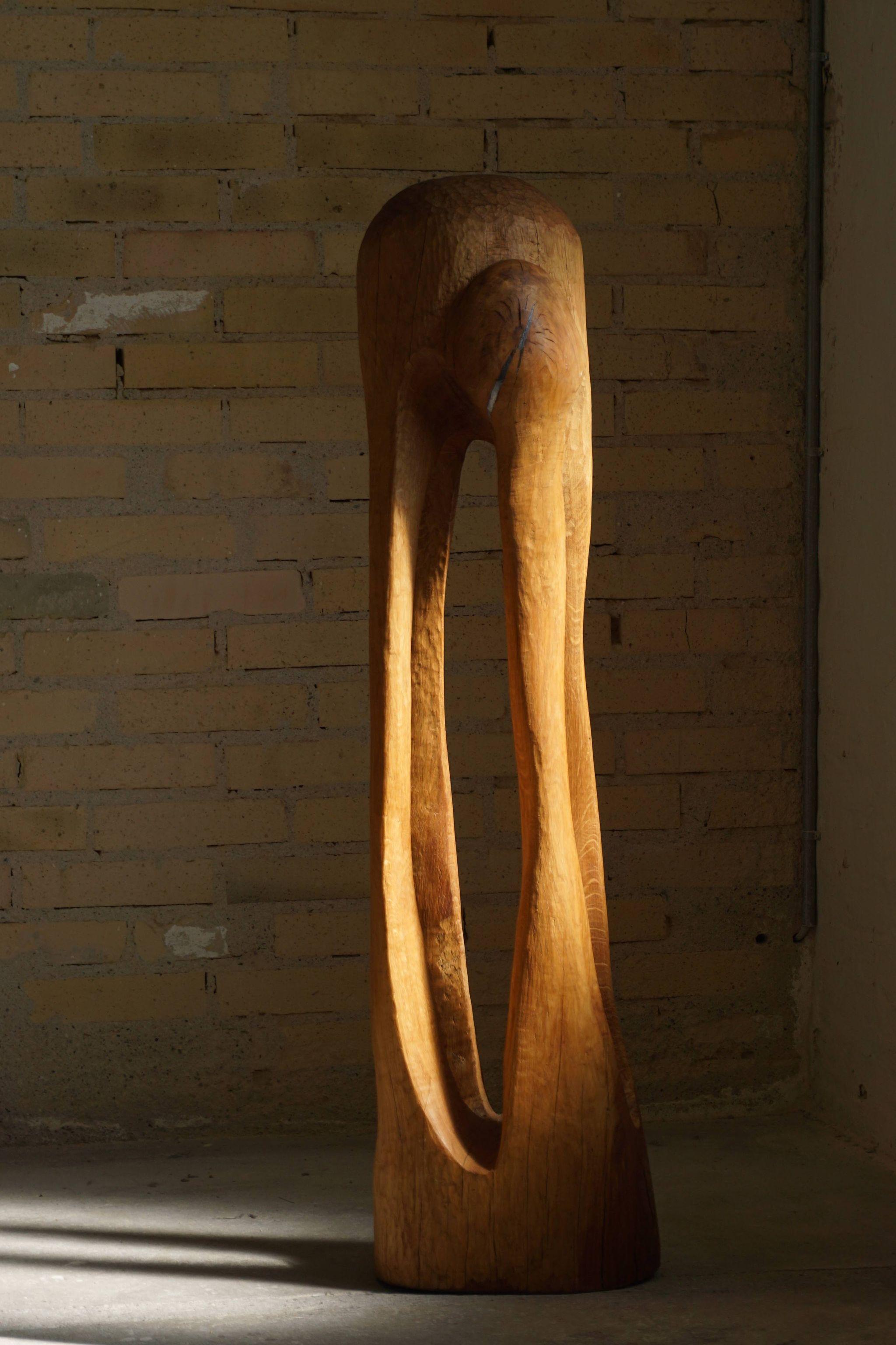 Wooden Sculpture by Danish Artist Ole Wettergren, 1980s In Good Condition In Odense, DK