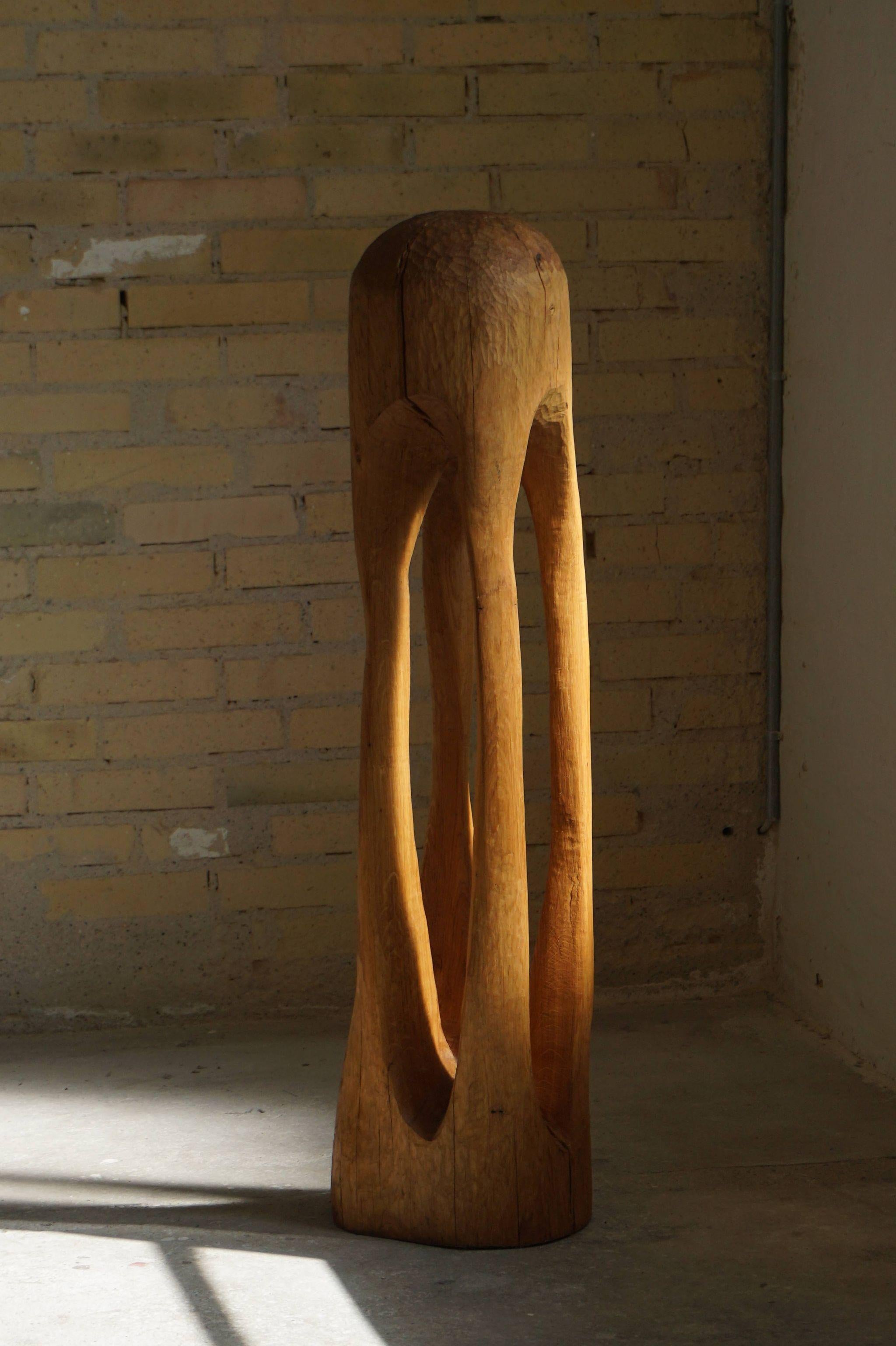 Wooden Sculpture by Danish Artist Ole Wettergren, 1980s 2