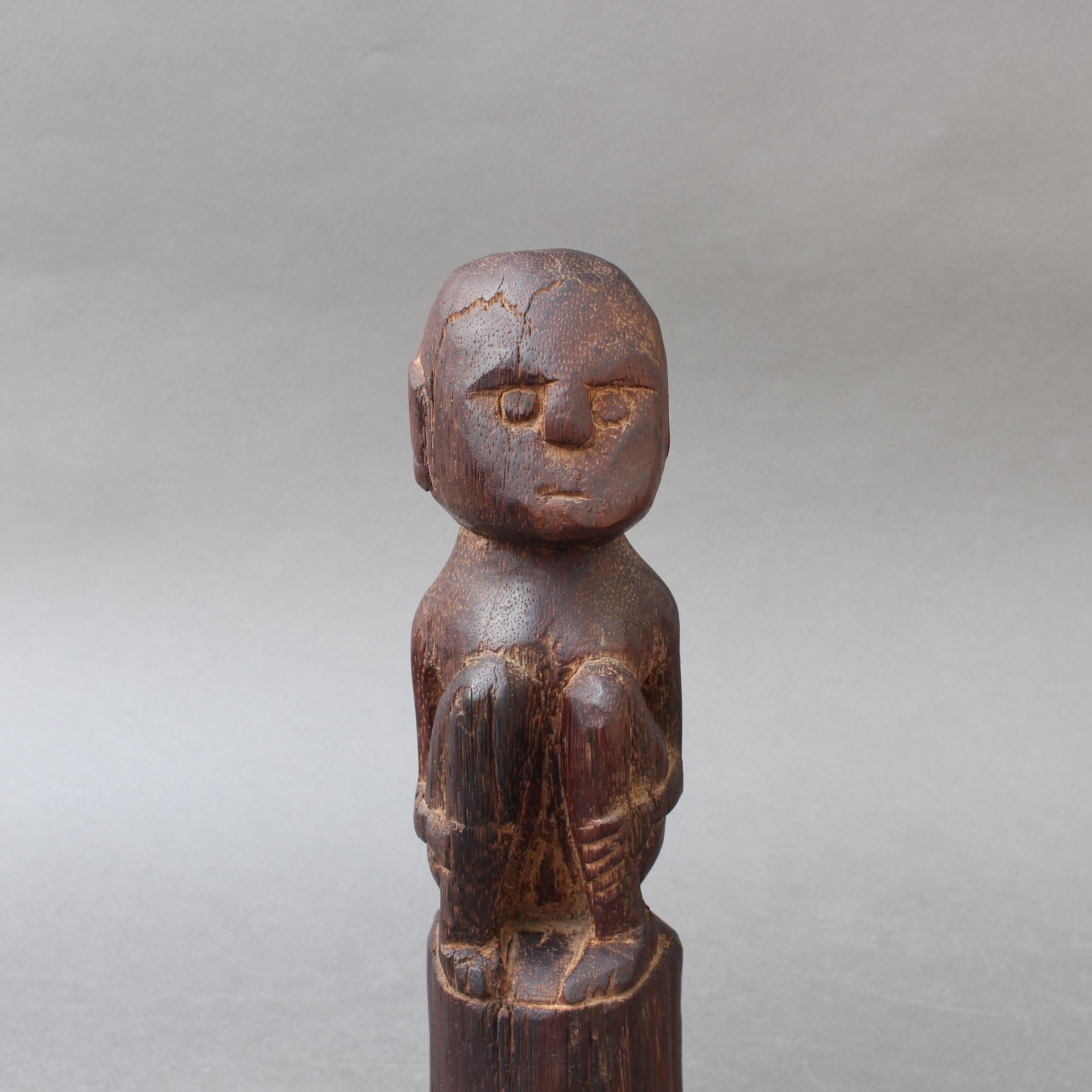 Wooden Sculpture or Carving of Sitting Figure from Sumba Island, Indonesia 2