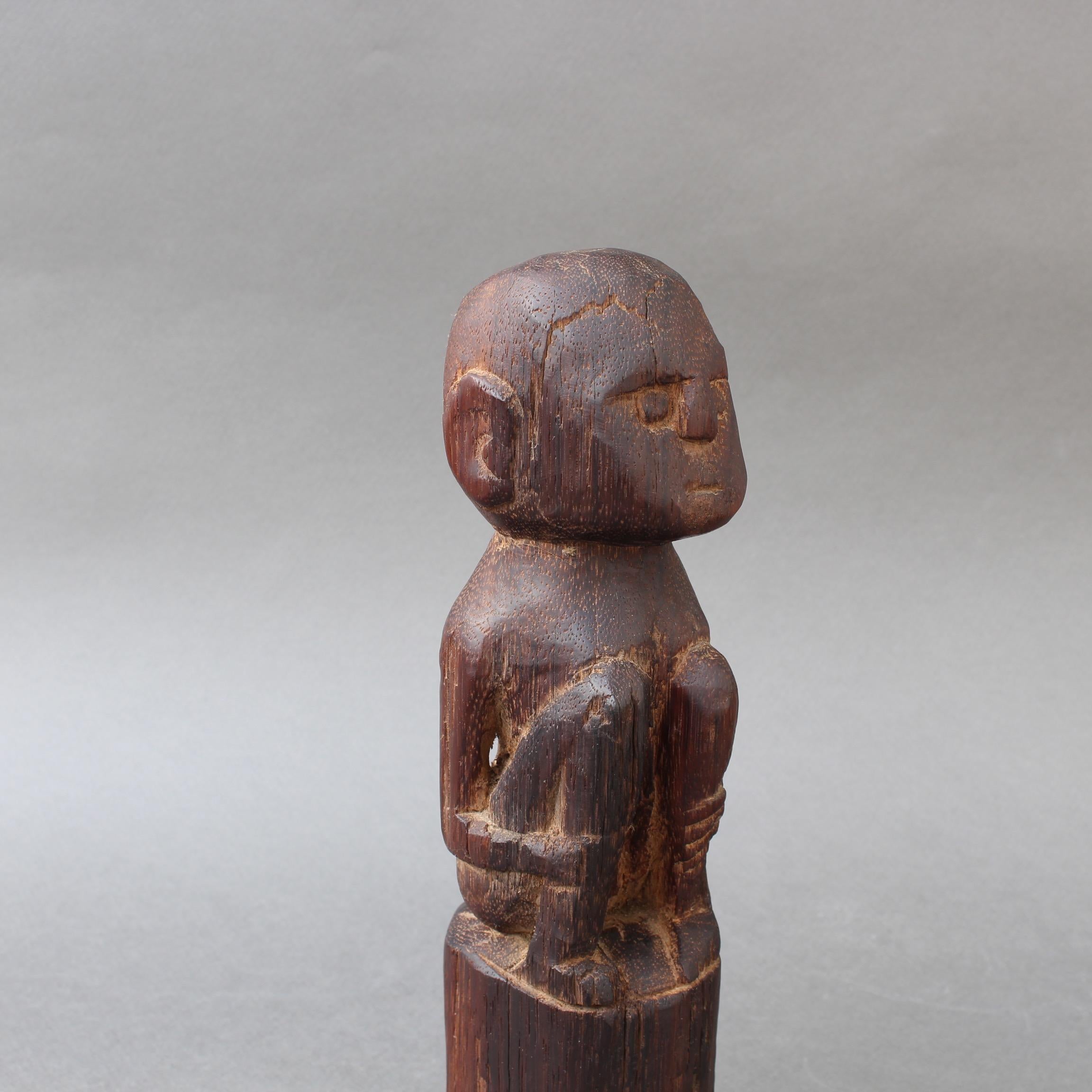 Wooden Sculpture or Carving of Sitting Figure from Sumba Island, Indonesia 3