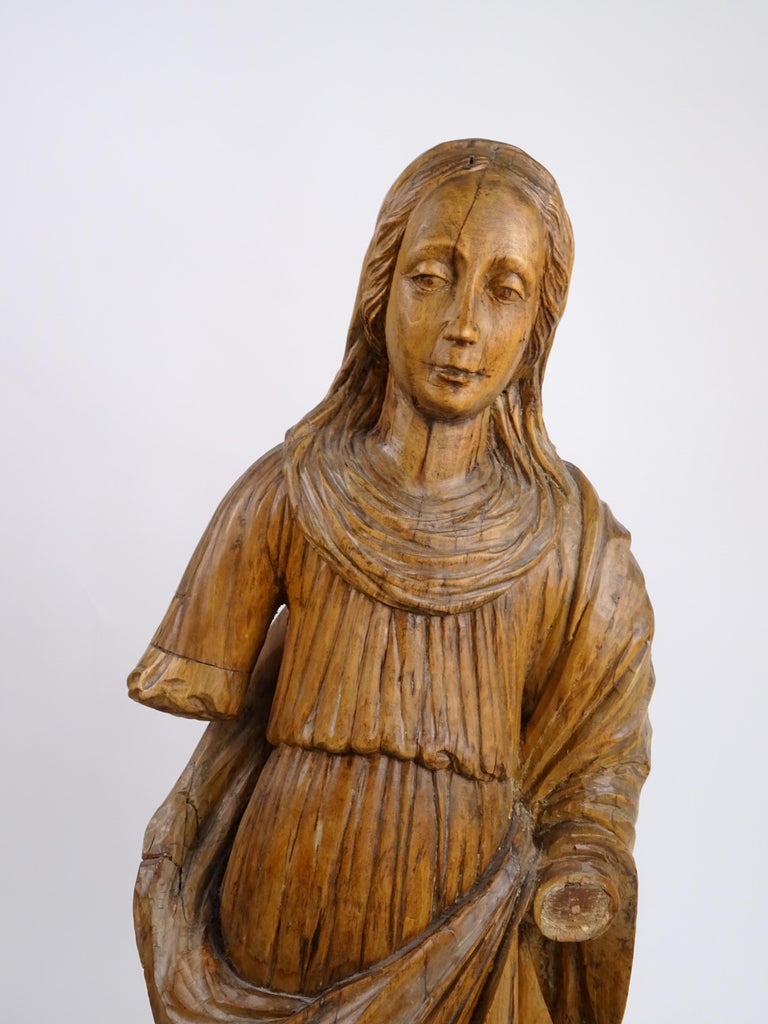 Wooden Sculpture "Female Figure," Late 15th Century For Sale at 1stDibs