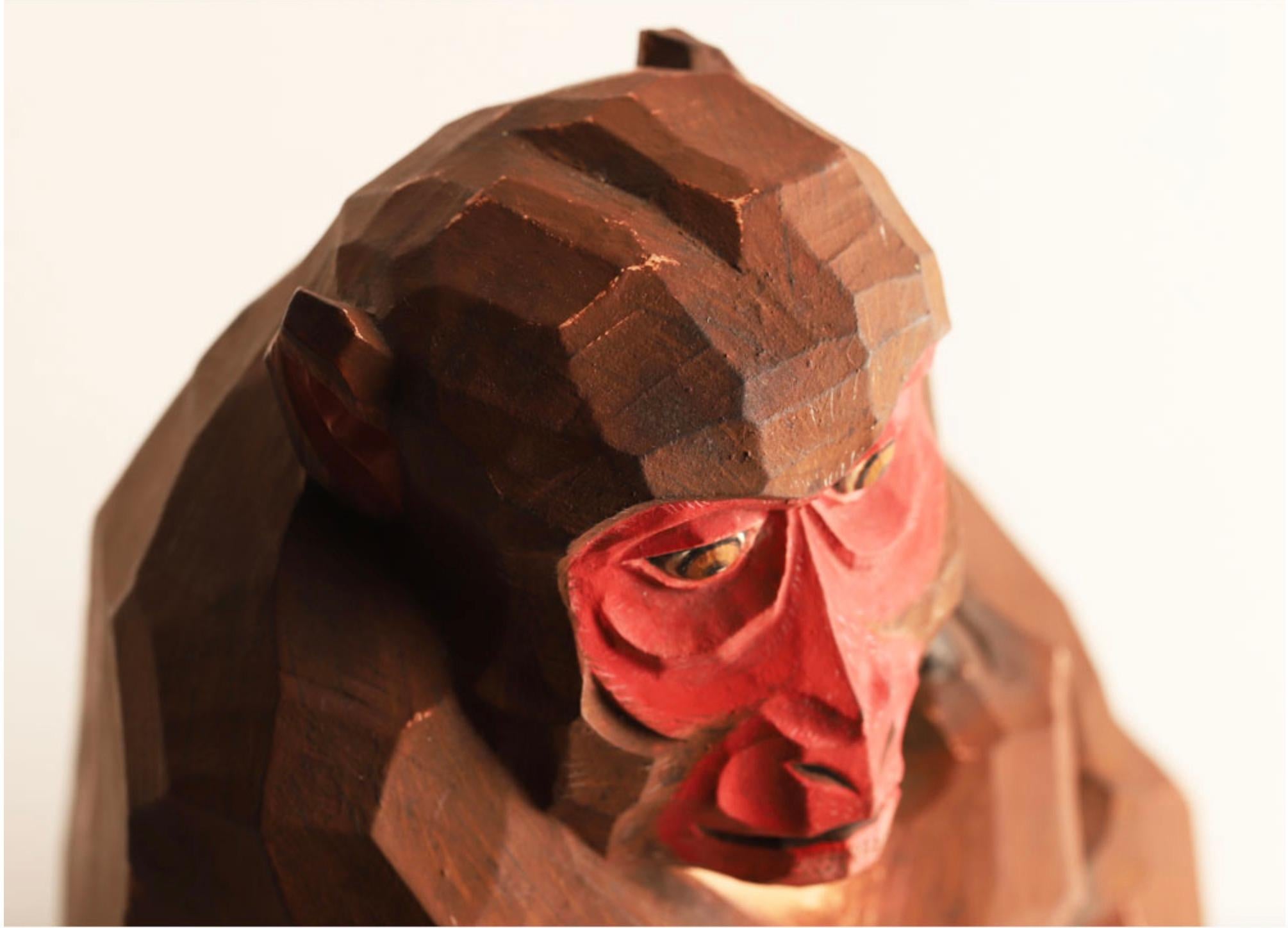 Japonais Sculpture en bois 