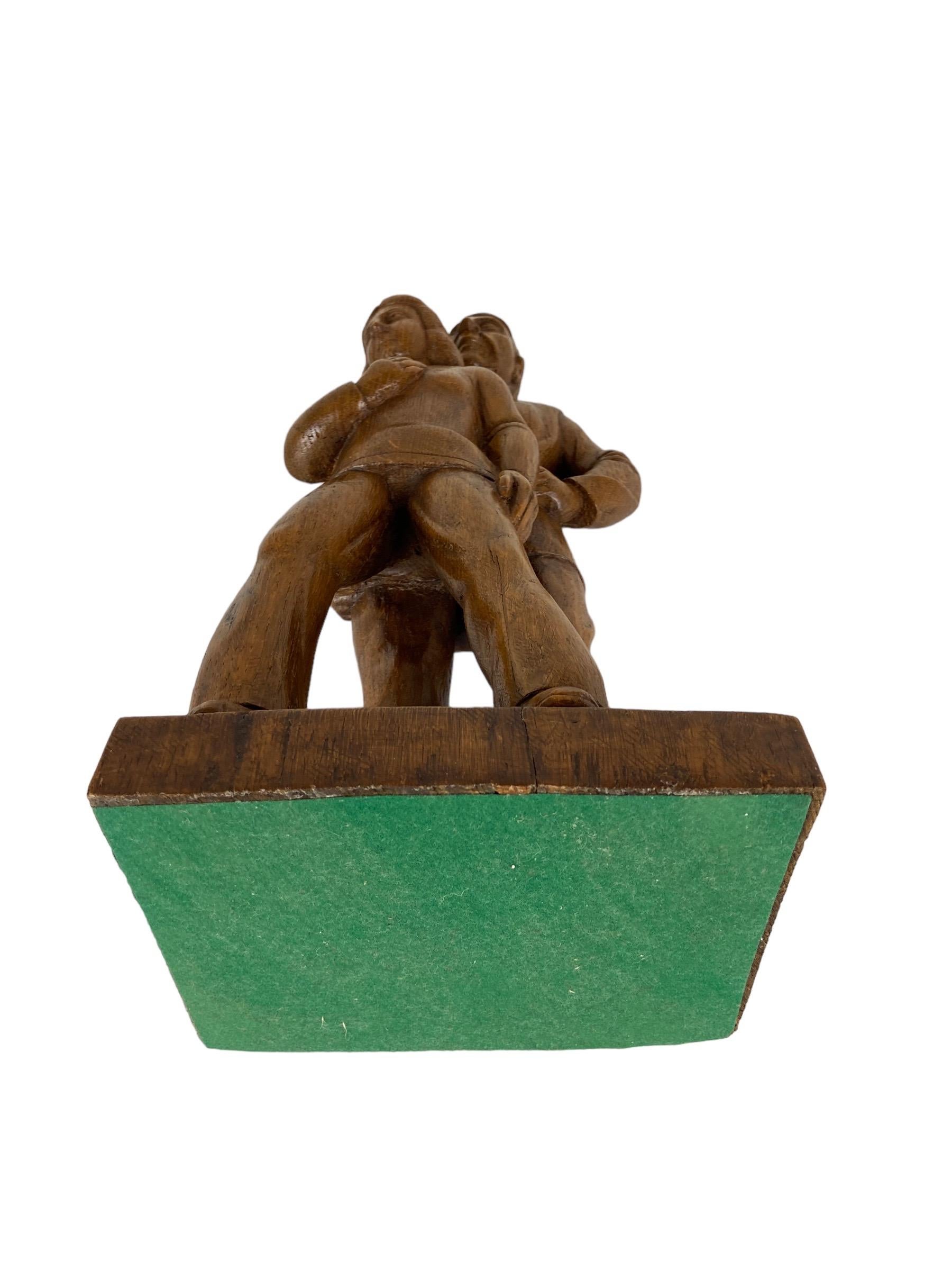 Wooden Sculpture Man and Woman For Sale 5