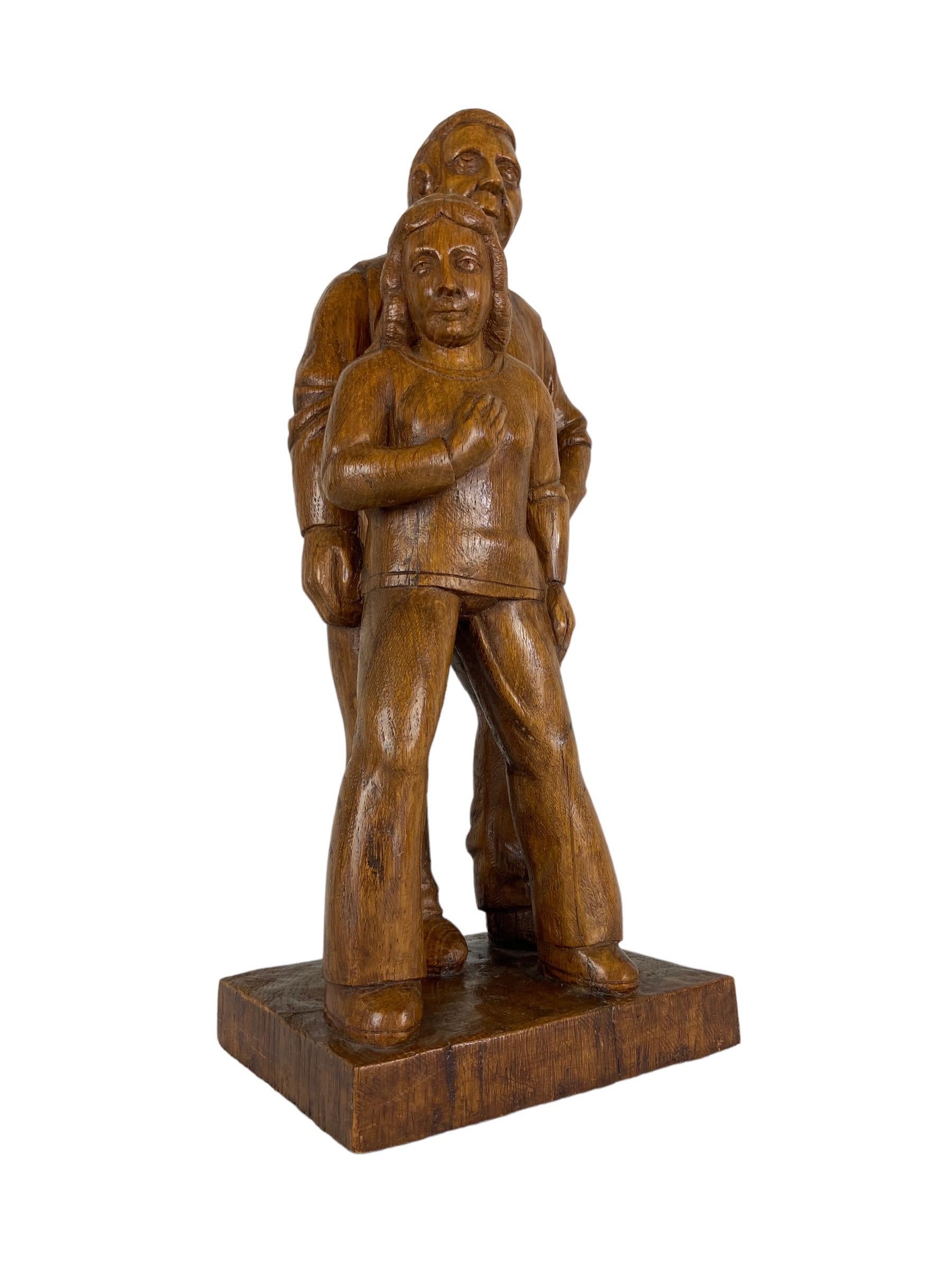 Dutch Wooden Sculpture Man and Woman For Sale