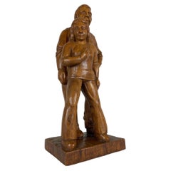 Sculpture - Homme et femme en bois