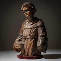 Wooden Sculpture of a Monk, Probably 19th Century