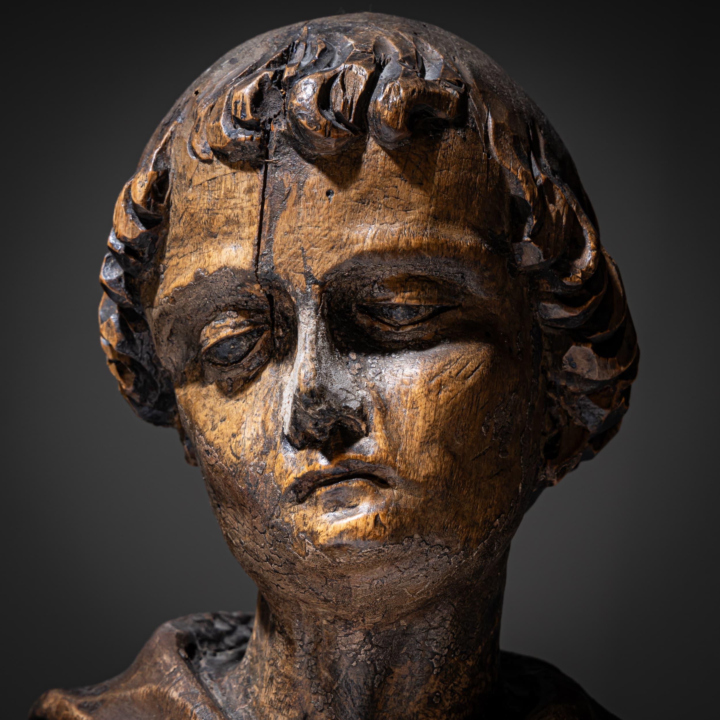 Baroque Sculpture en bois d'un moine, probablement du 19ème siècle en vente