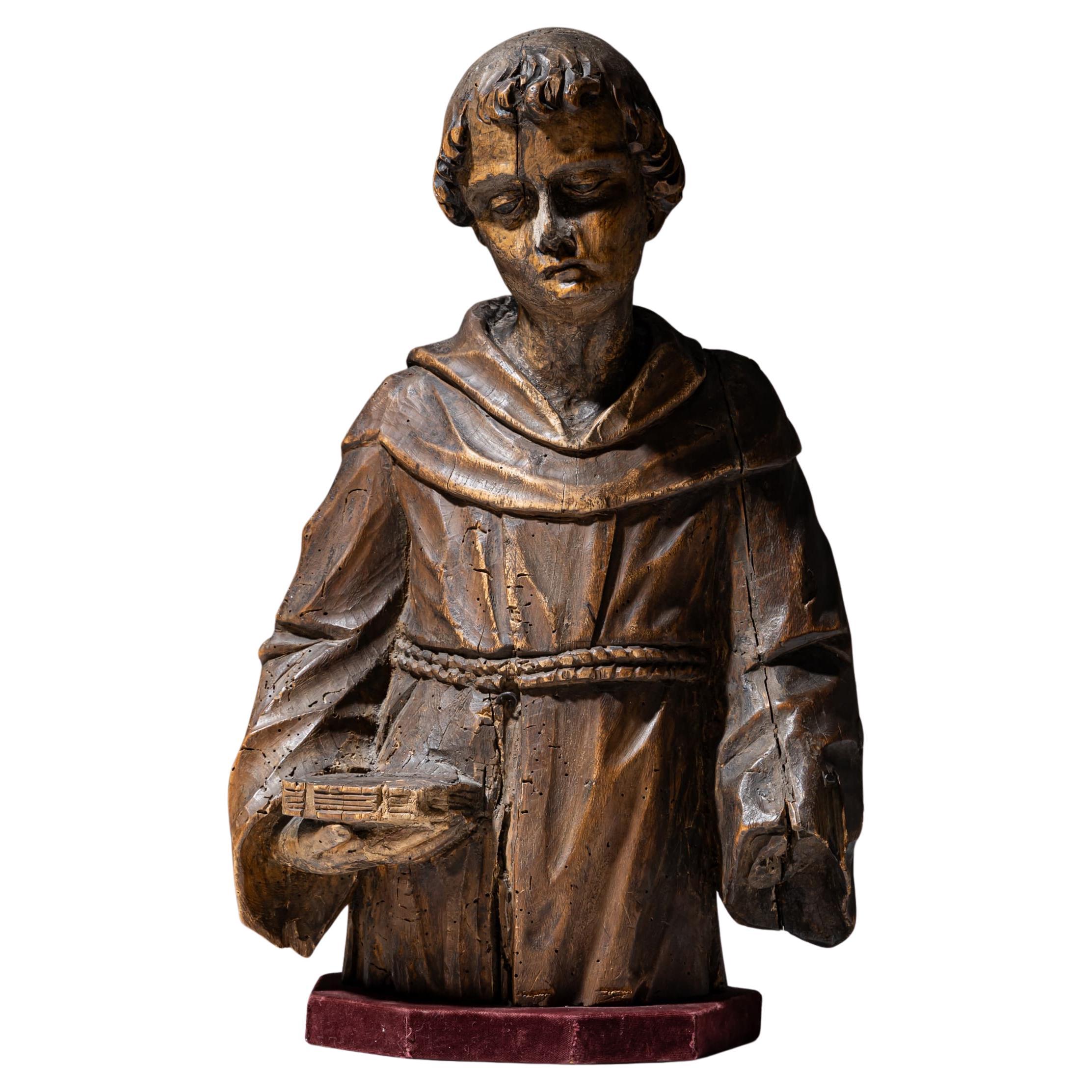 Wooden Sculpture of a Monk, Probably 19th Century