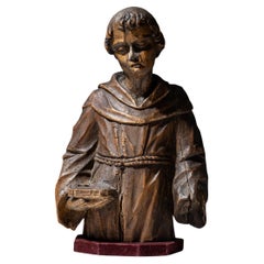 Wooden Sculpture of a Monk, Probably 19th Century