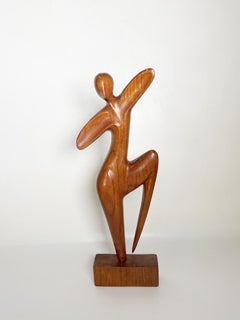 Holzskulptur einer Frau, Frankreich, 1960er Jahre