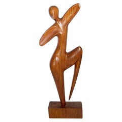 Holzskulptur einer Frau, Frankreich, 1960er Jahre