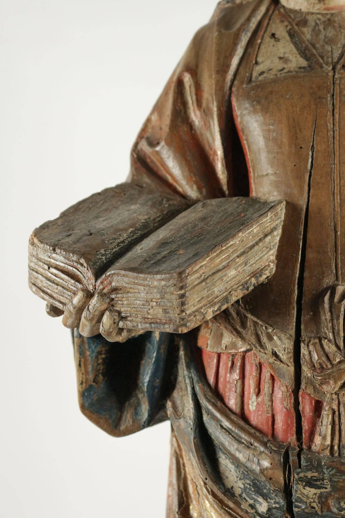 Renaissance Wooden Sculpture of Saint Catherine in Walnut