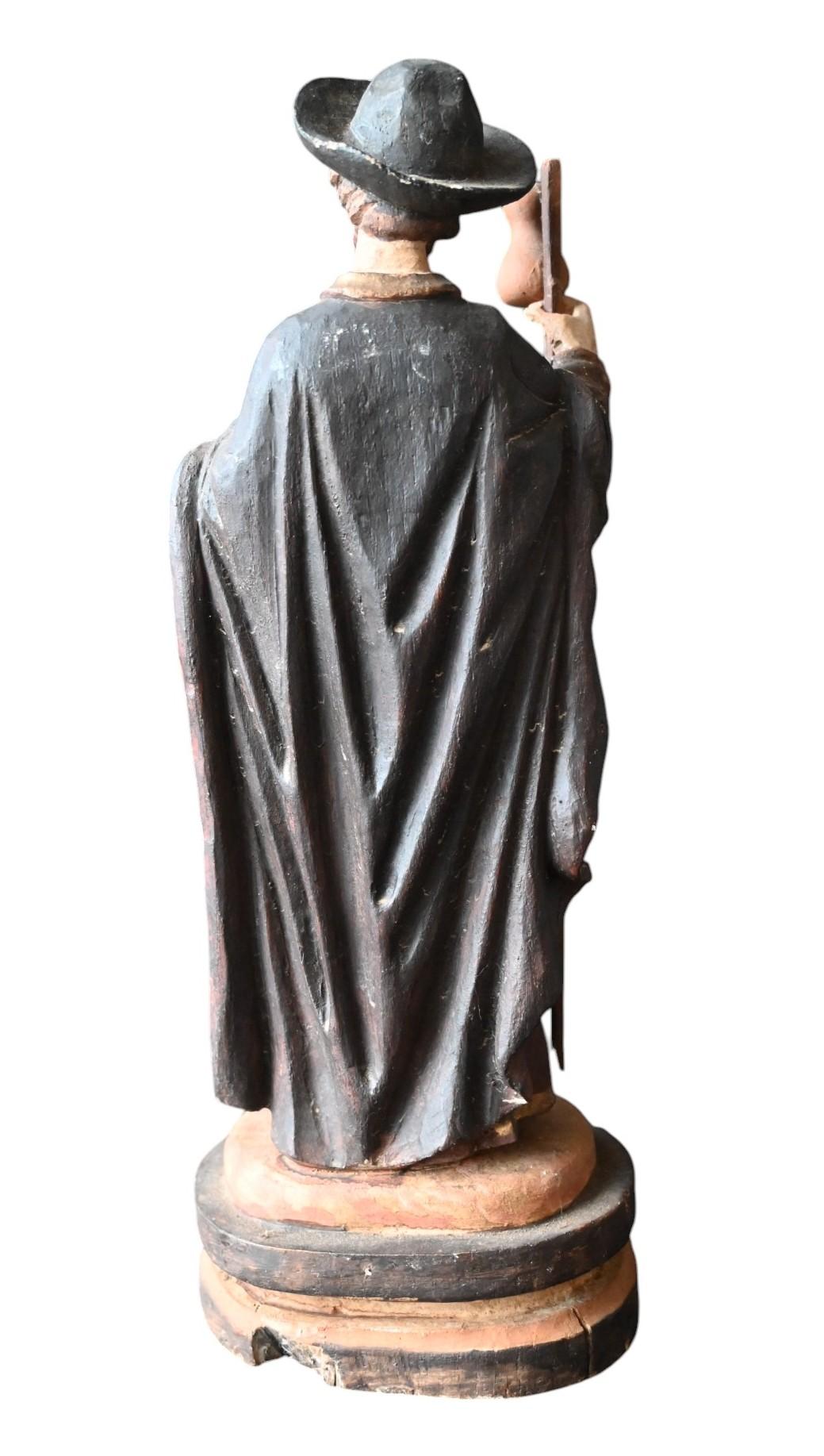 Arte popolare Scultura in legno di San Giacomo Maggiore, XVIII secolo (Scuola tirolese) in vendita