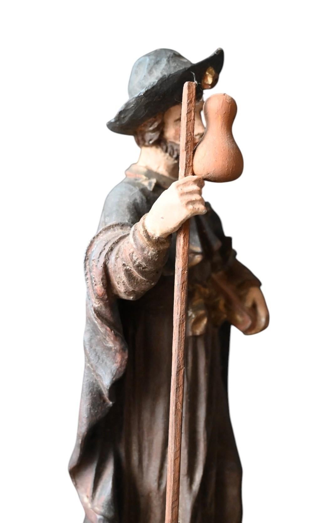 Austriaco Scultura in legno di San Giacomo Maggiore, XVIII secolo (Scuola tirolese) in vendita