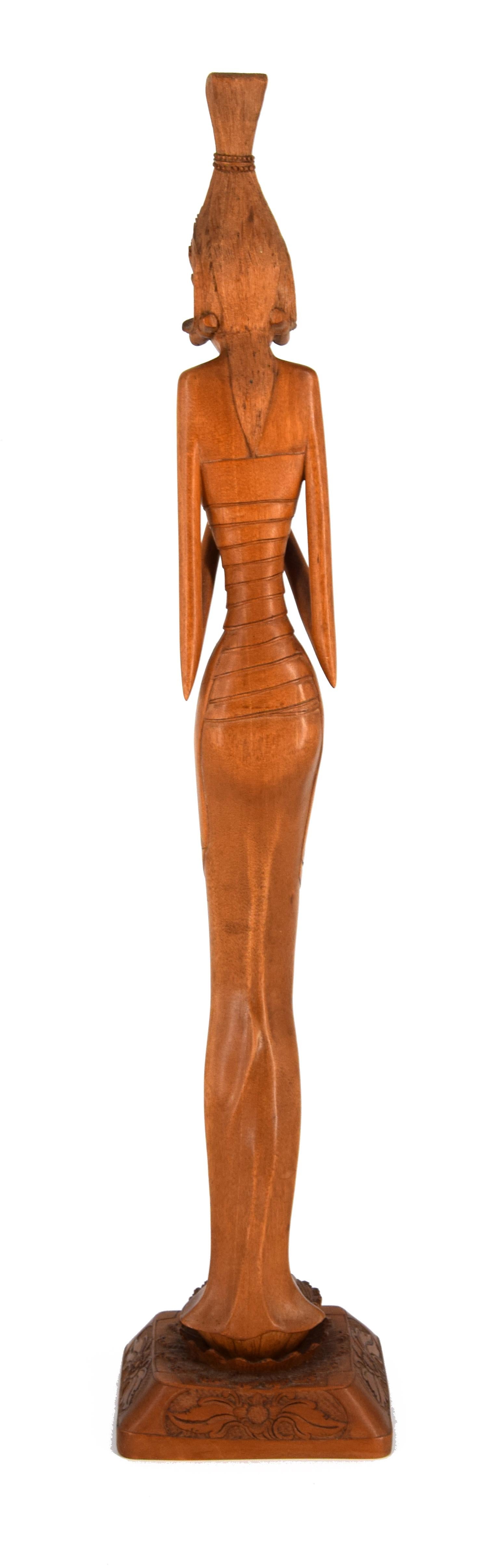 Modern Wooden Sculpture of Woman from Bali