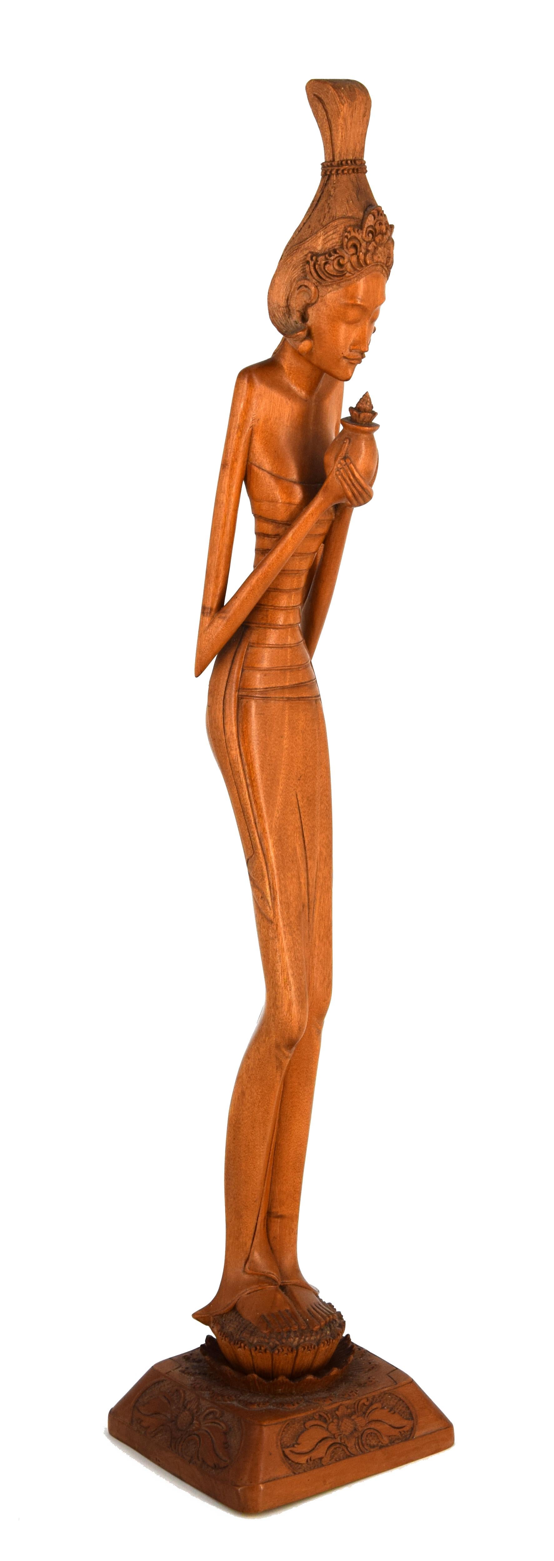 Indonesian Wooden Sculpture of Woman from Bali