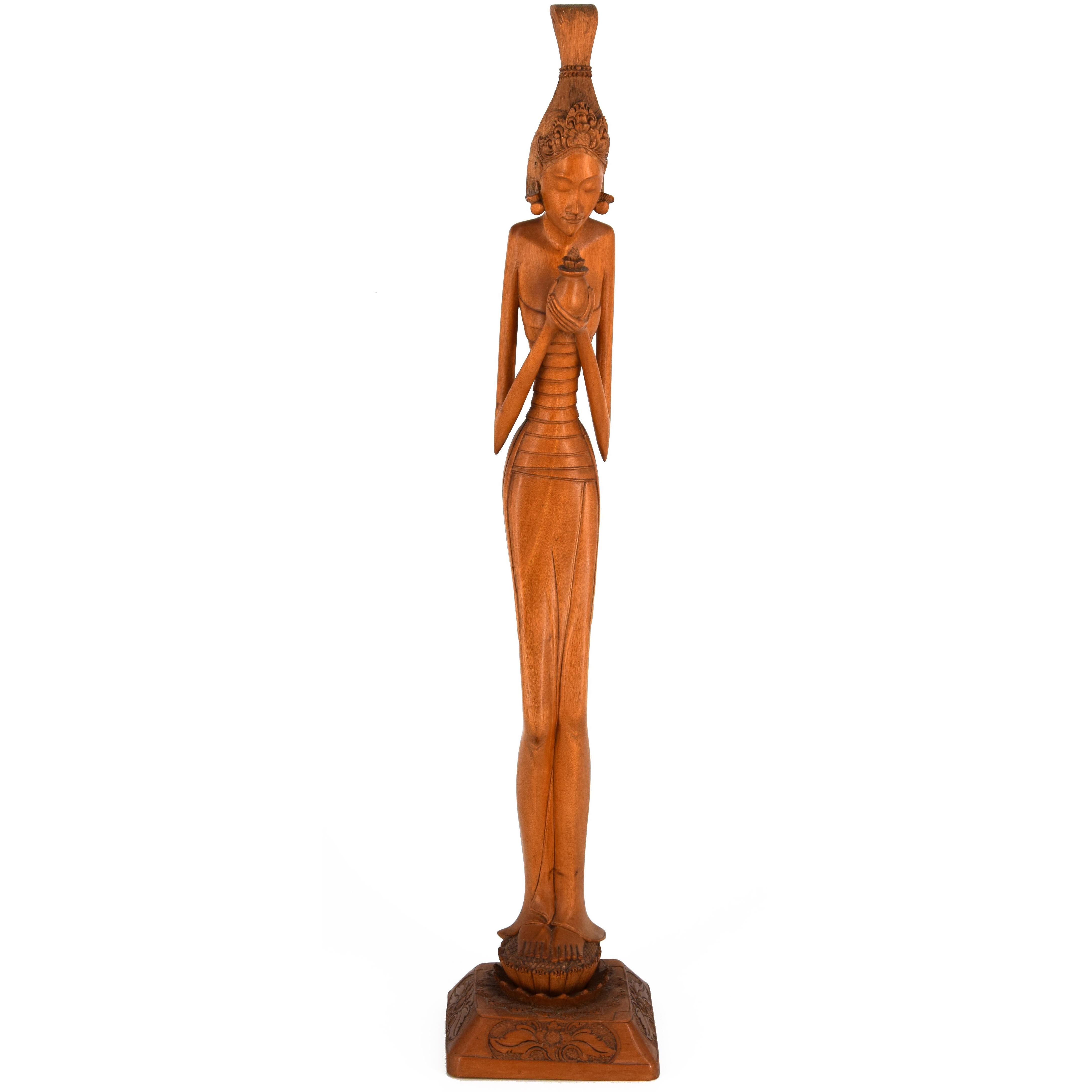 Wooden Sculpture of Woman from Bali