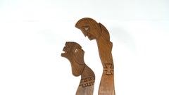 Scultura in legno raffigurante una coppia di Luciano Bertolotto, Italia, anni '90