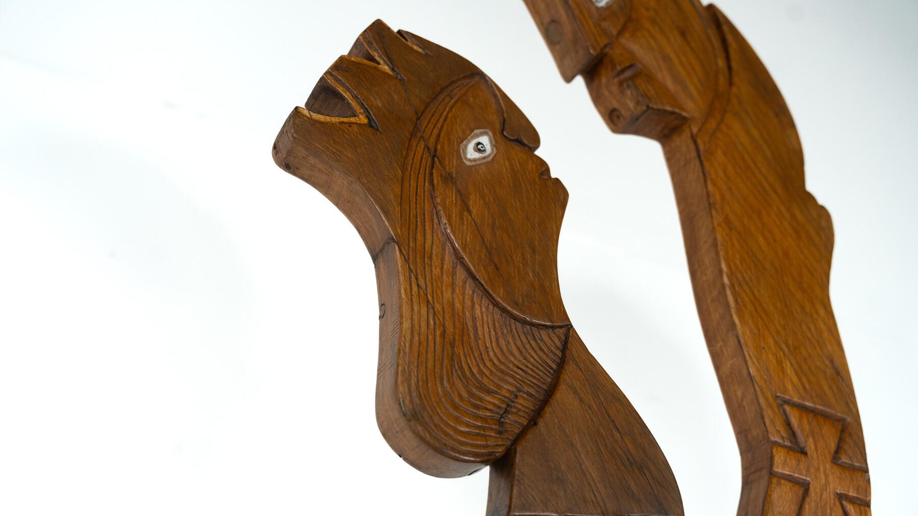 Scultura in legno raffigurante una coppia di Luciano Bertolotto, Italia, anni '90 In condizioni buone in vendita a Brussels, BE