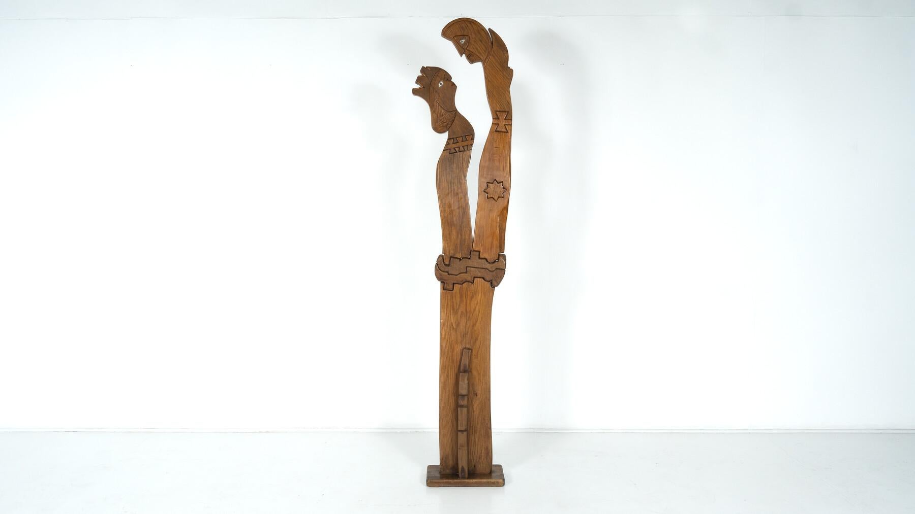 Scultura in legno raffigurante una coppia di Luciano Bertolotto, Italia, anni '90 in vendita 1