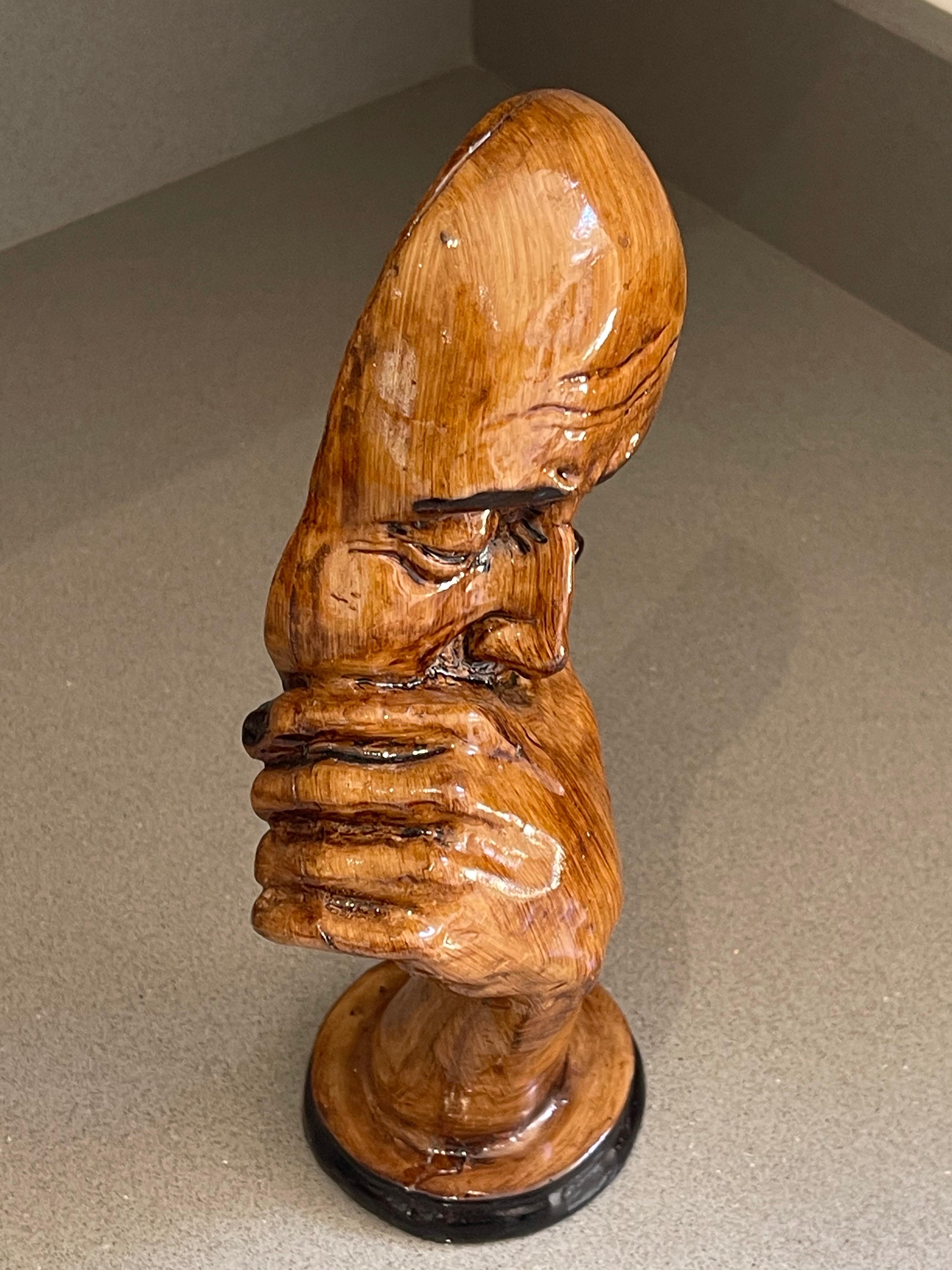Sculture in legno Porta libri Set di 3 Figurina decorativa pensante di Porta libri in vendita 5
