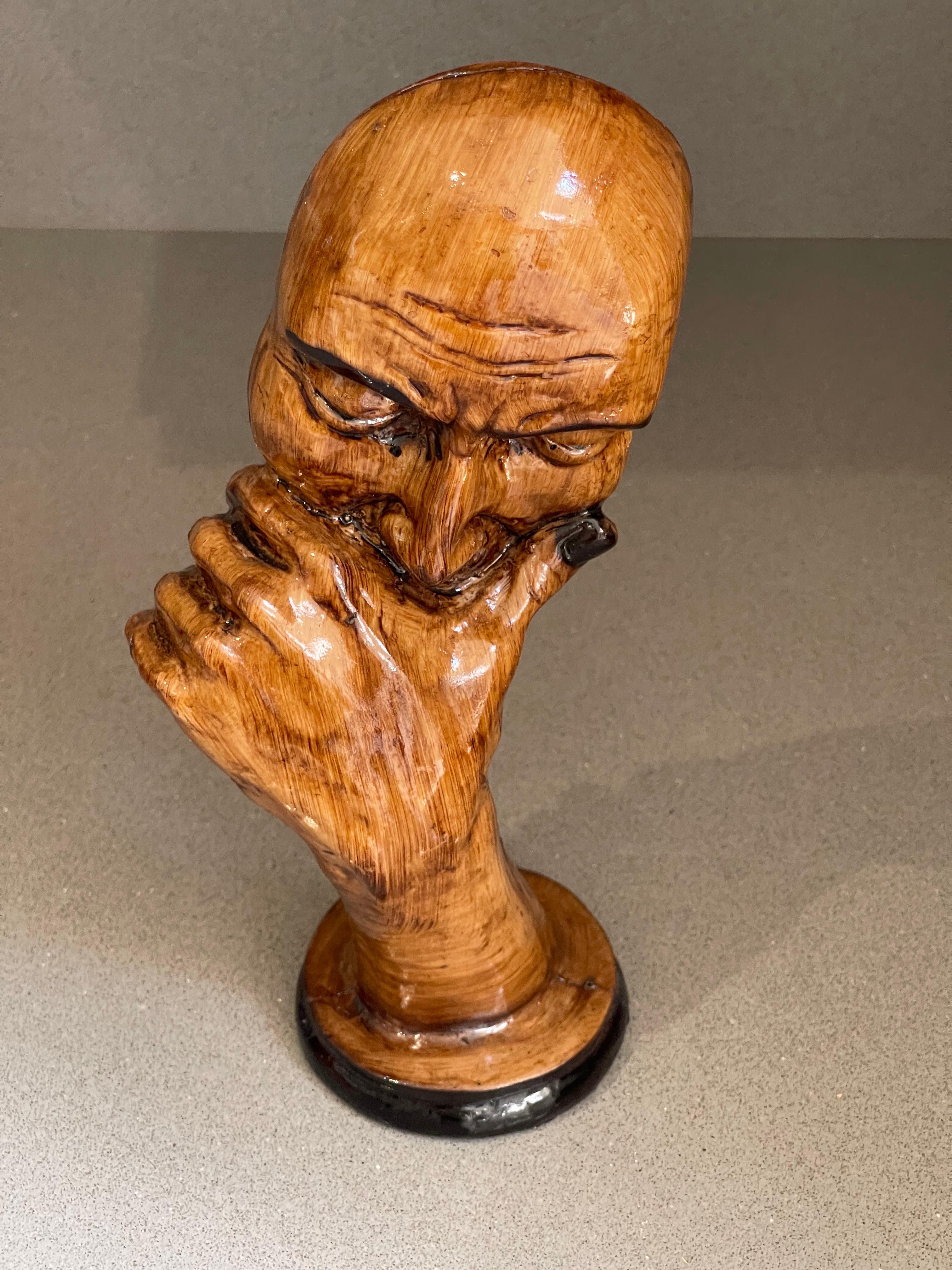 Sculture in legno Porta libri Set di 3 Figurina decorativa pensante di Porta libri in vendita 7